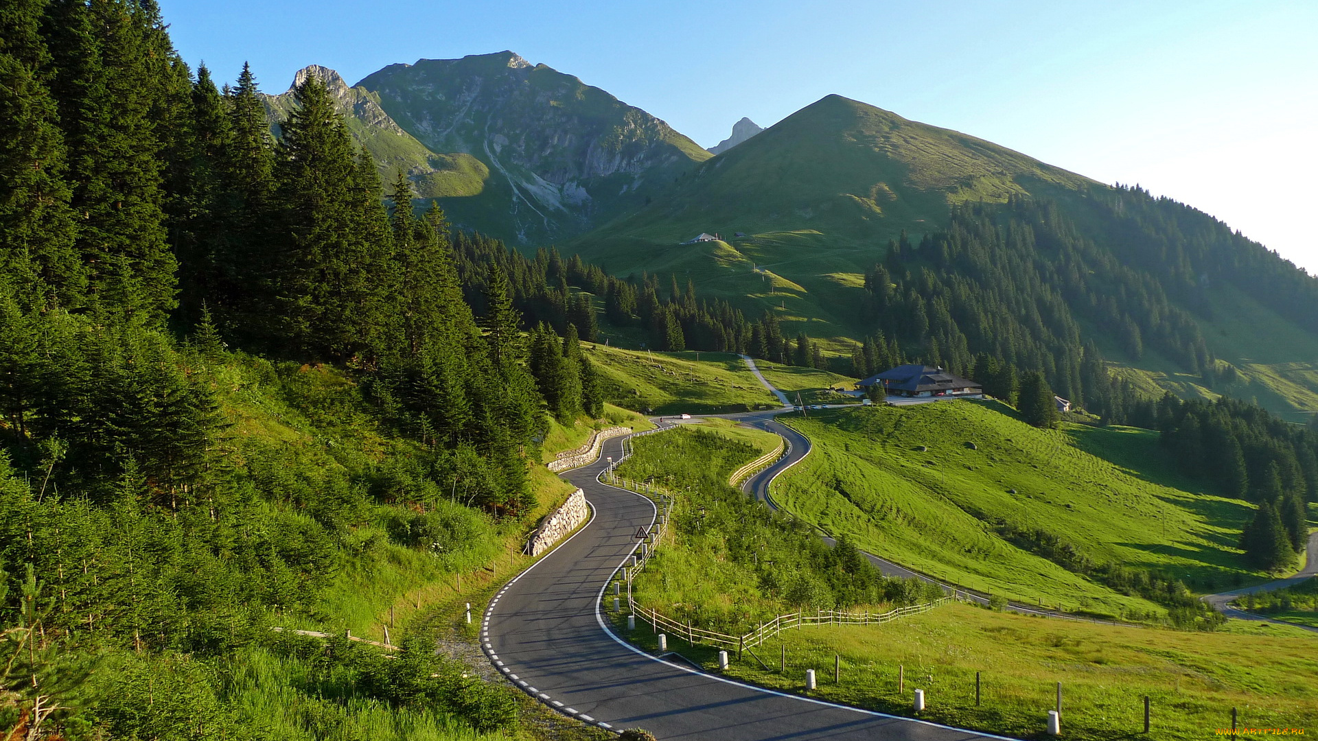 gantrisch, nature, park, switzerland, природа, дороги, горы, дорога