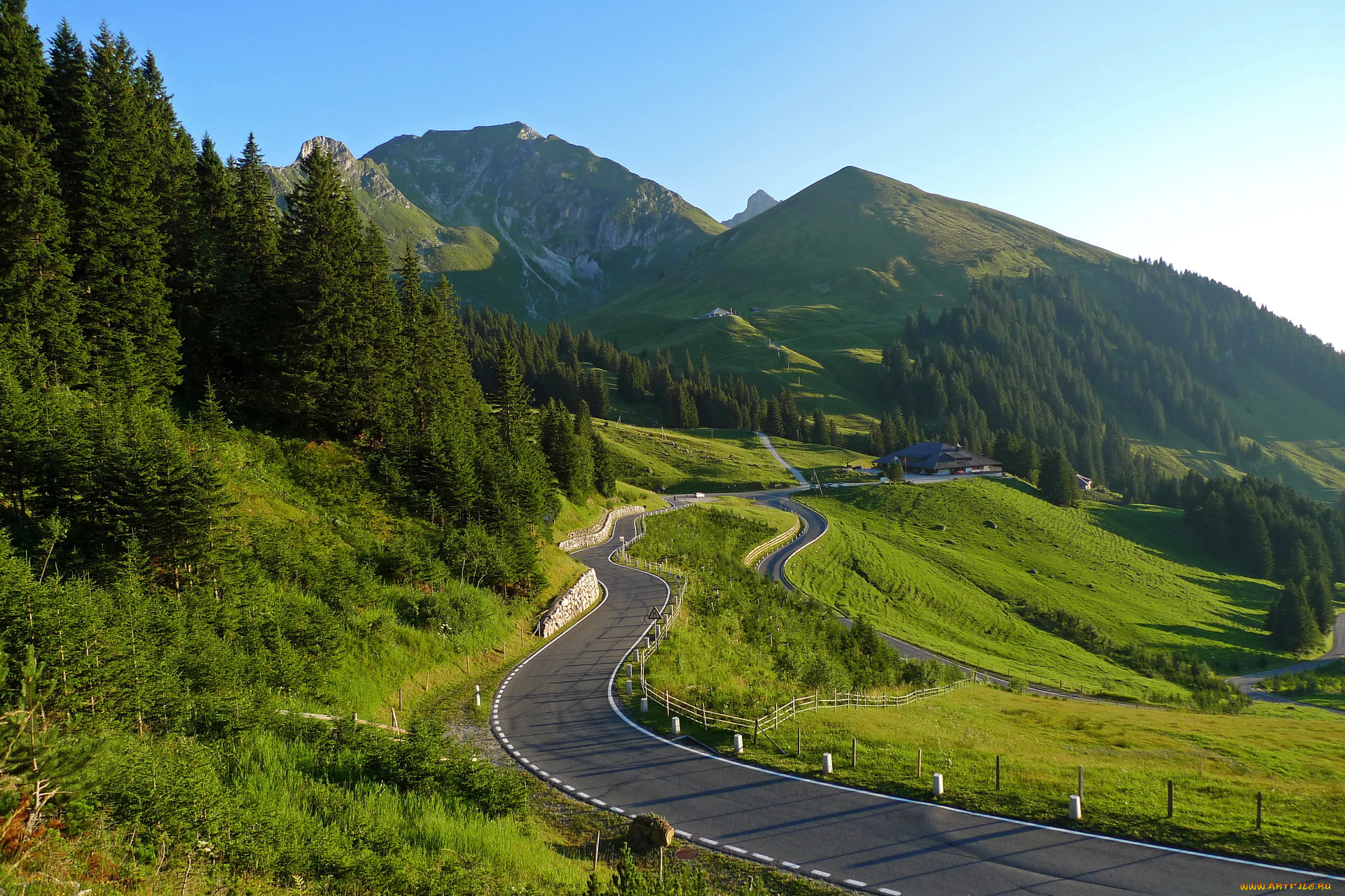 gantrisch, nature, park, switzerland, природа, дороги, горы, дорога