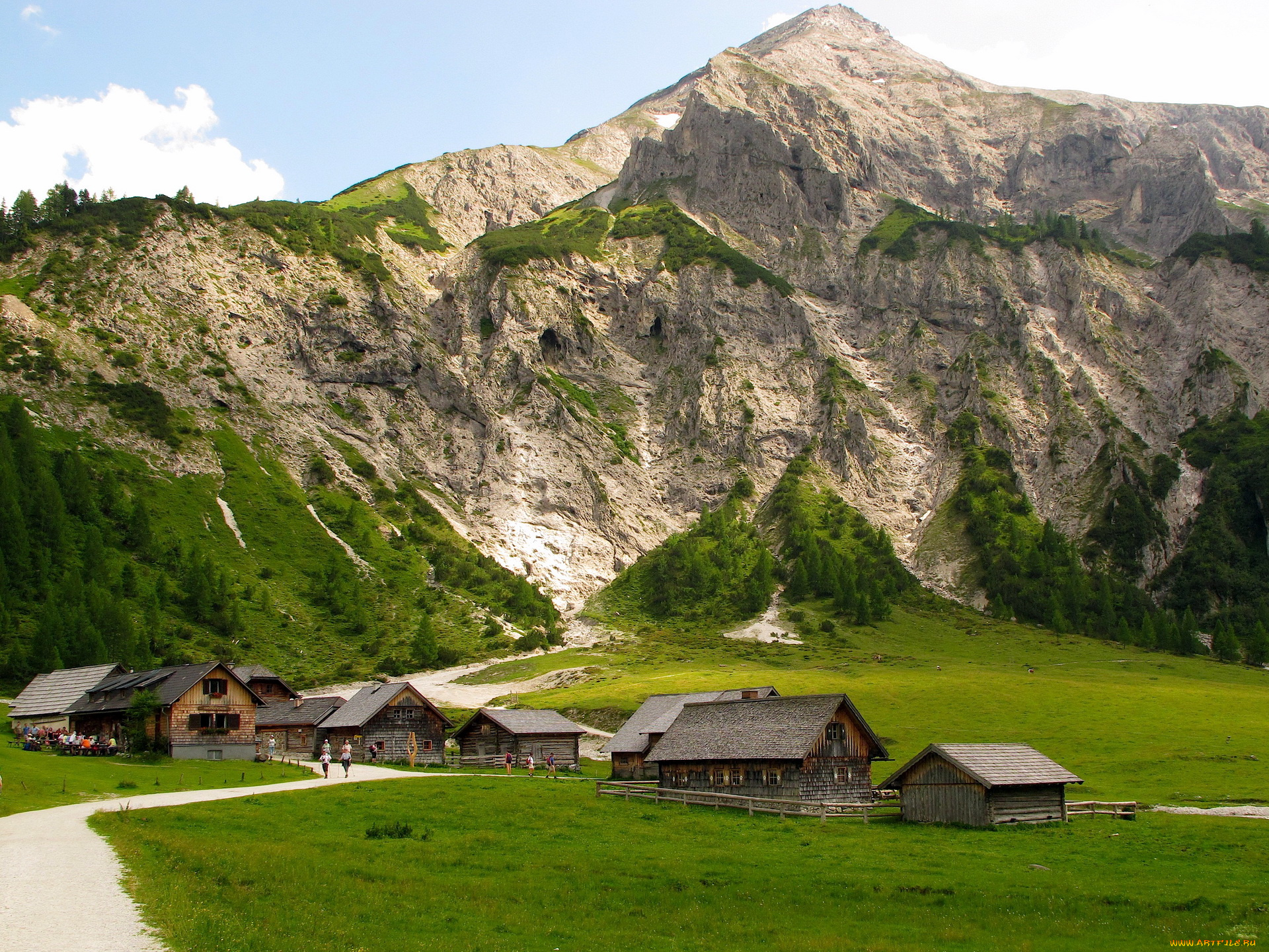 австрия, штирия, природа, горы, домики