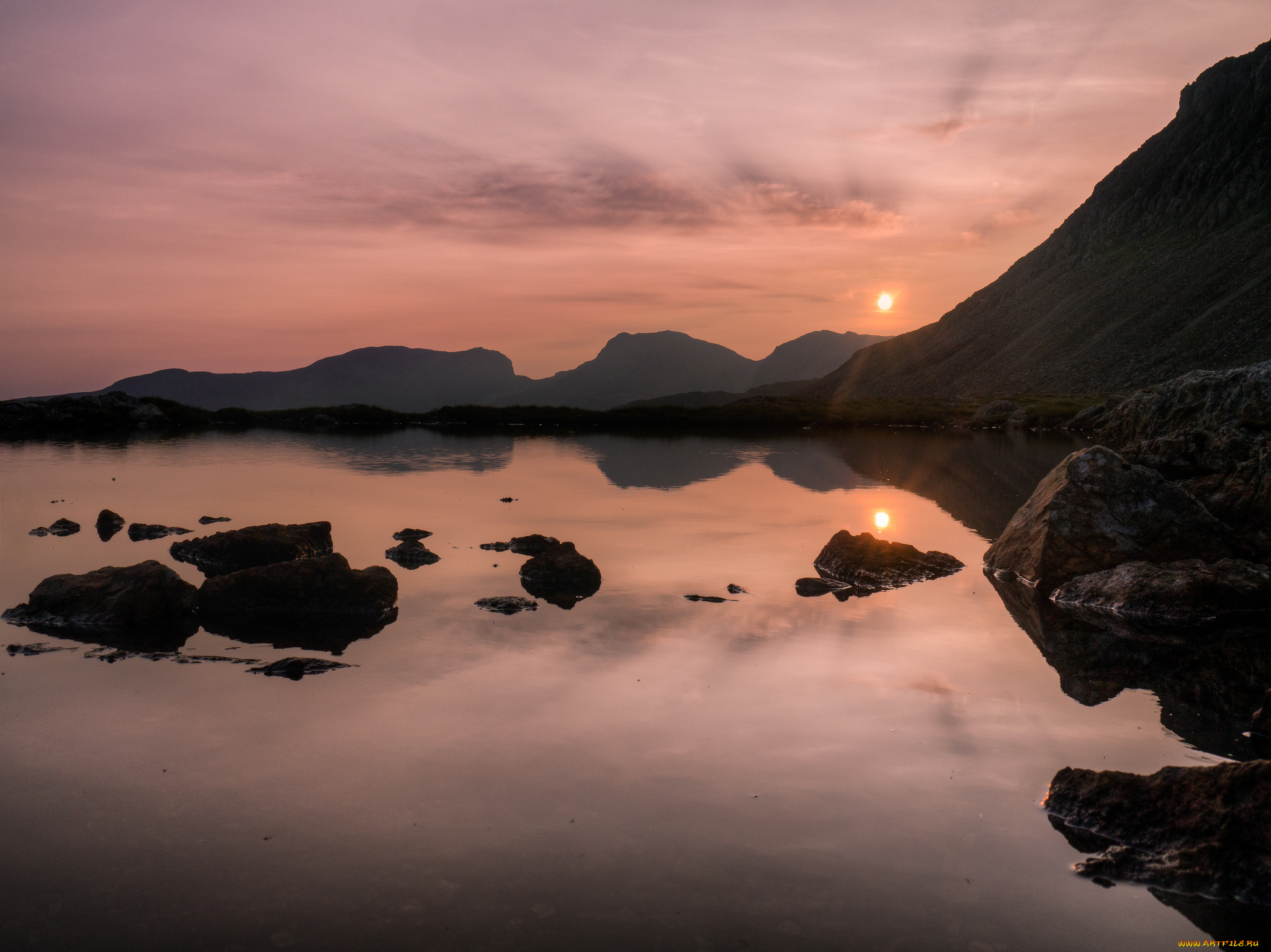 lake, district, national, park, england, природа, реки, озера, горы, закат, отражение, озеро, англия, озерный, край