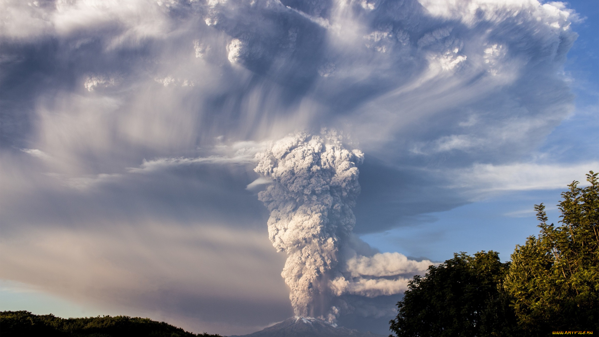 природа, стихия, calbuco, гора, вулкан, Чили, дым, облако