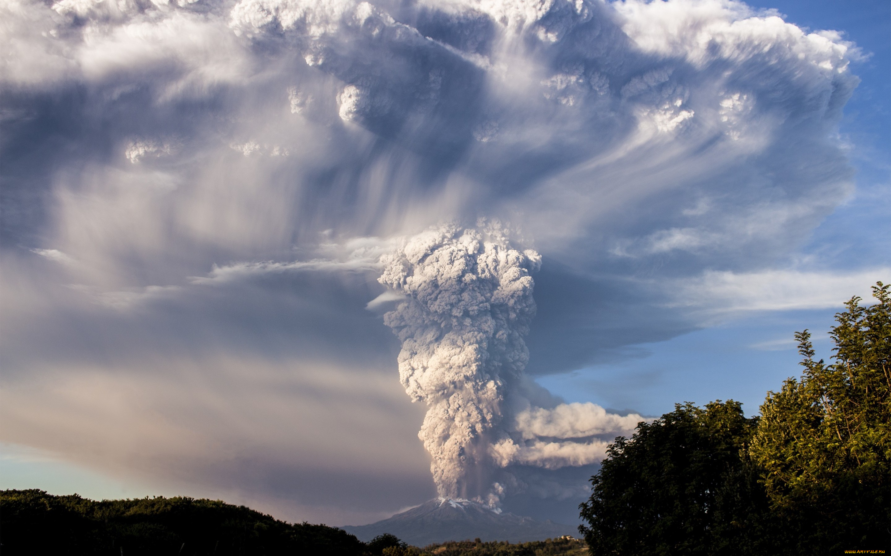 природа, стихия, calbuco, гора, вулкан, Чили, дым, облако
