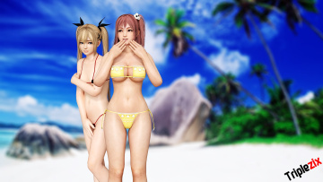 Картинка 3д+графика аниме+ anime взгляд девушки пляж бикини фон