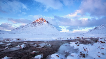 Картинка природа горы река снег вершина
