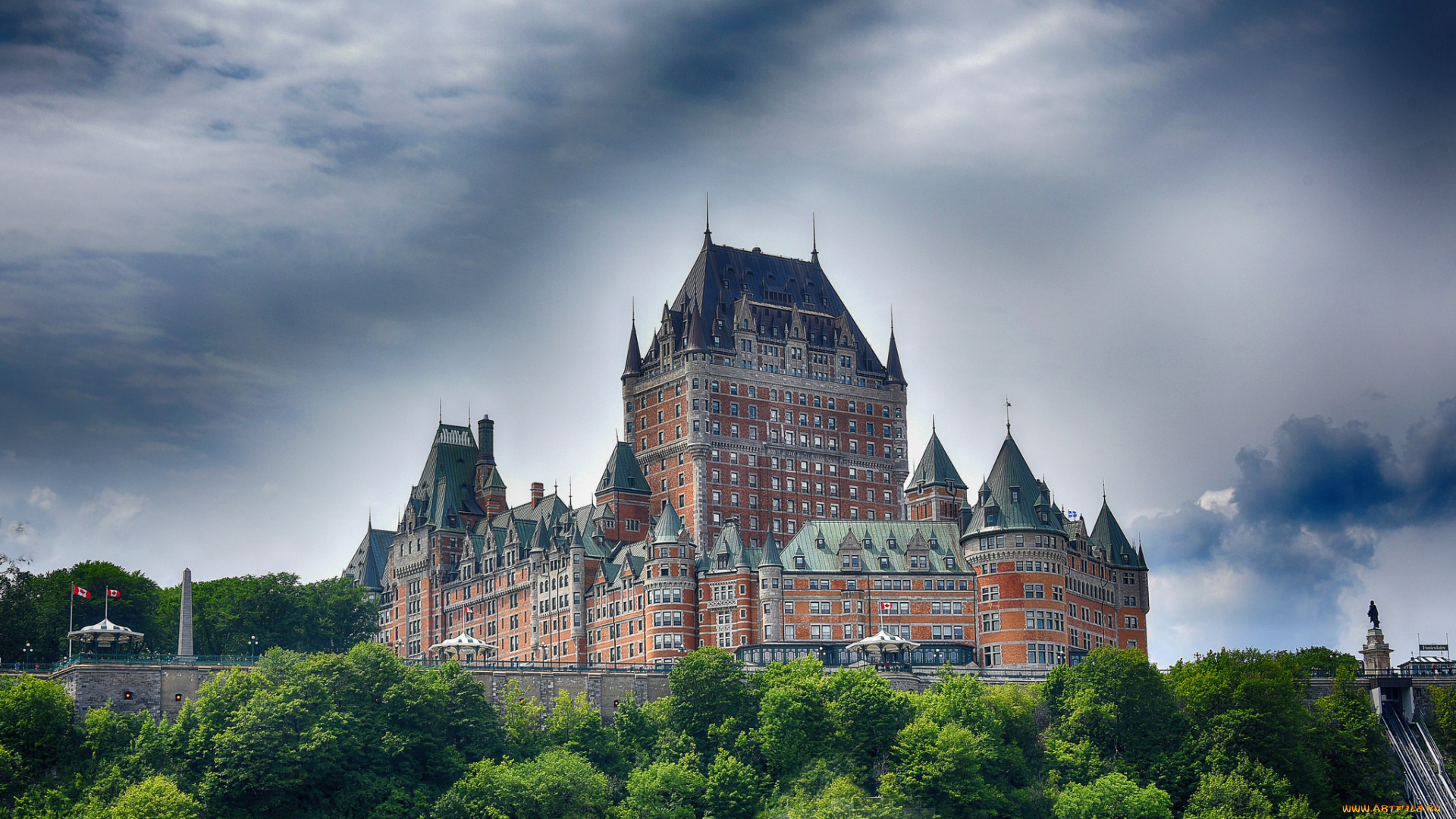 chateau, frontenac, -, quebec, city, города, квебек, , канада, замок