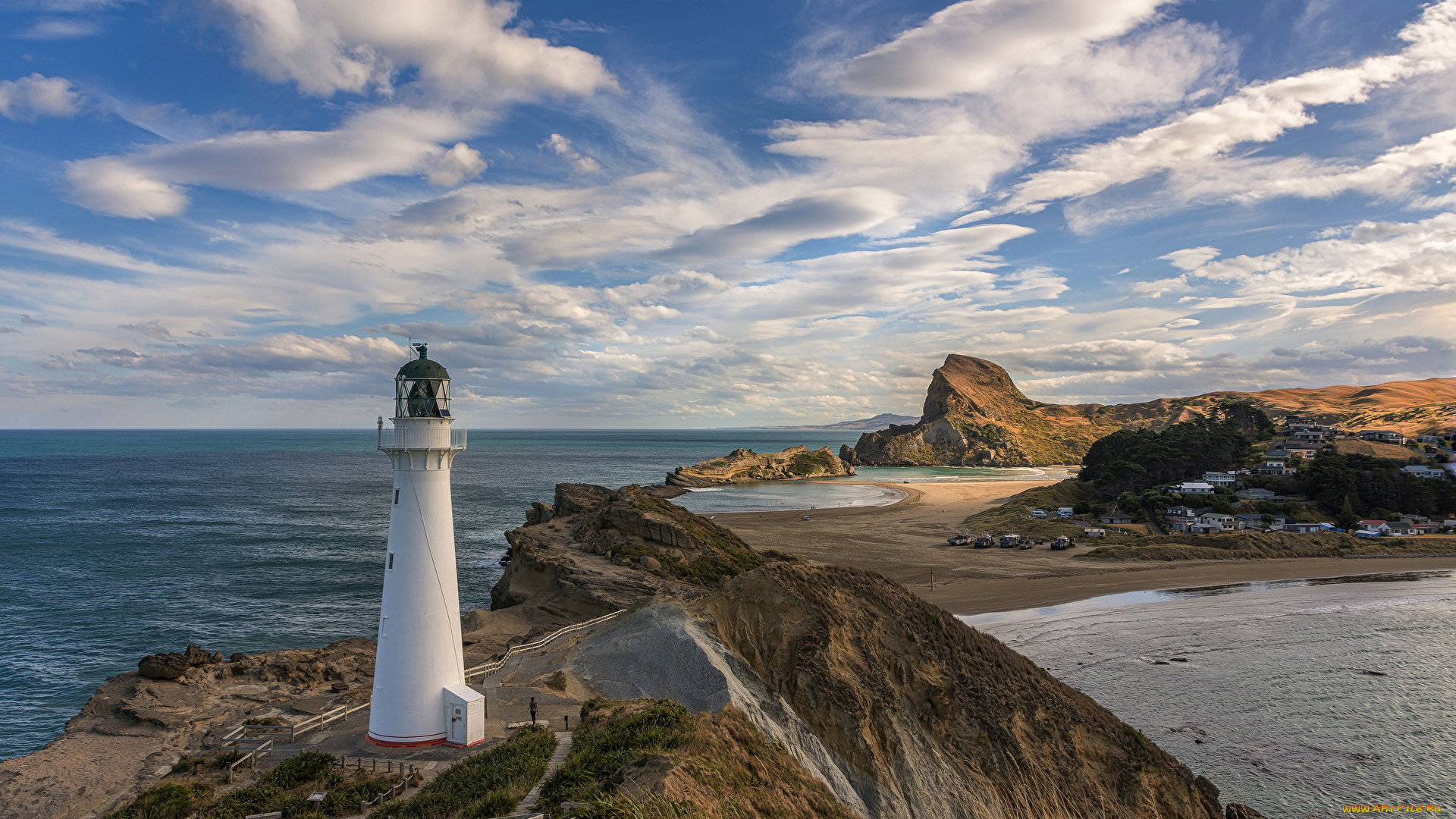 castlepoint, lighthouse, new, zealand, природа, маяки, castlepoint, lighthouse, new, zealand