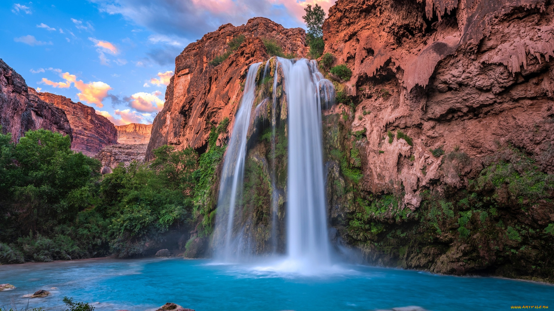 havasu, falls, grand, canyon, arizona, природа, водопады, havasu, falls, grand, canyon