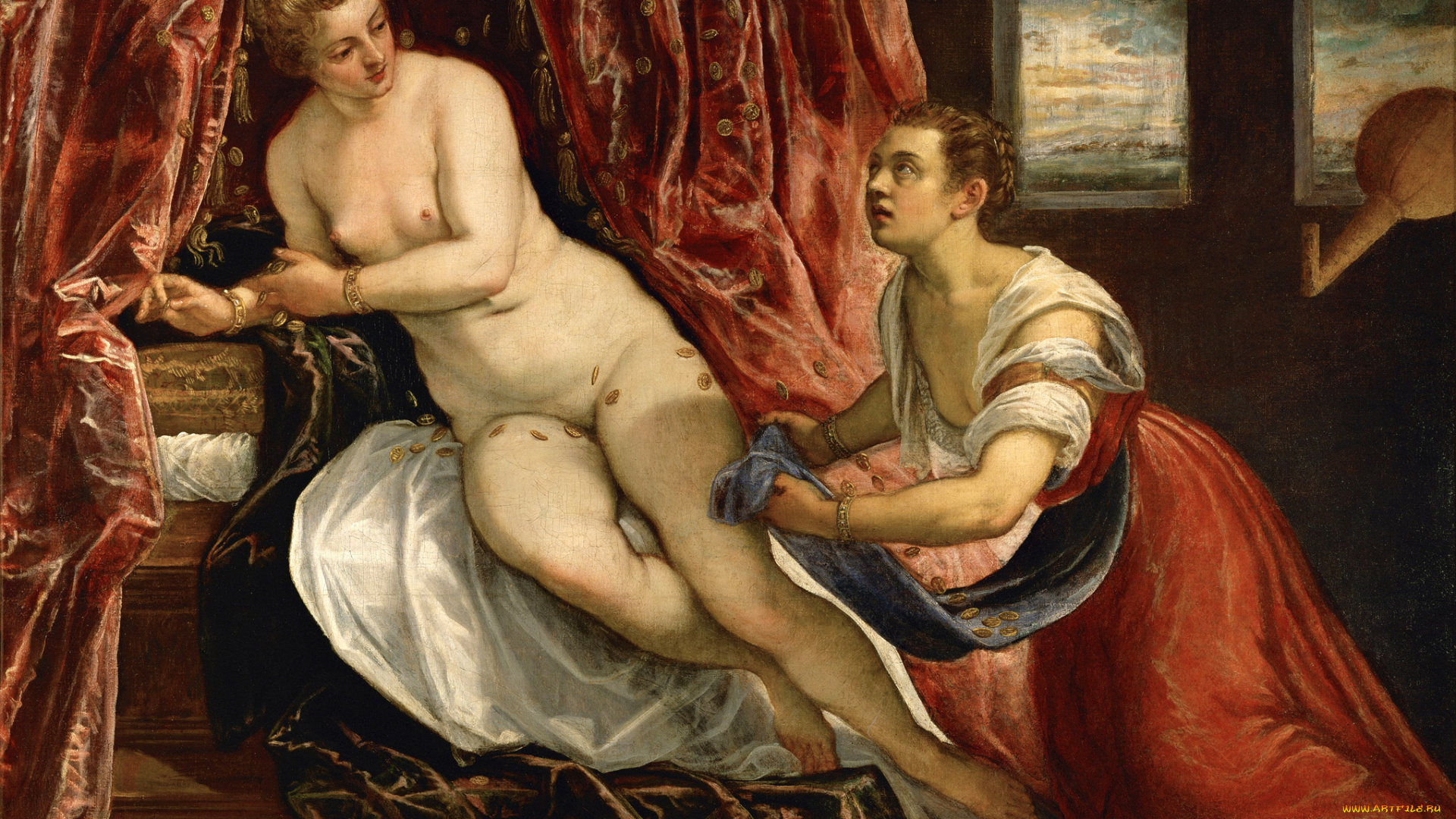 tintoretto, danae, рисованные