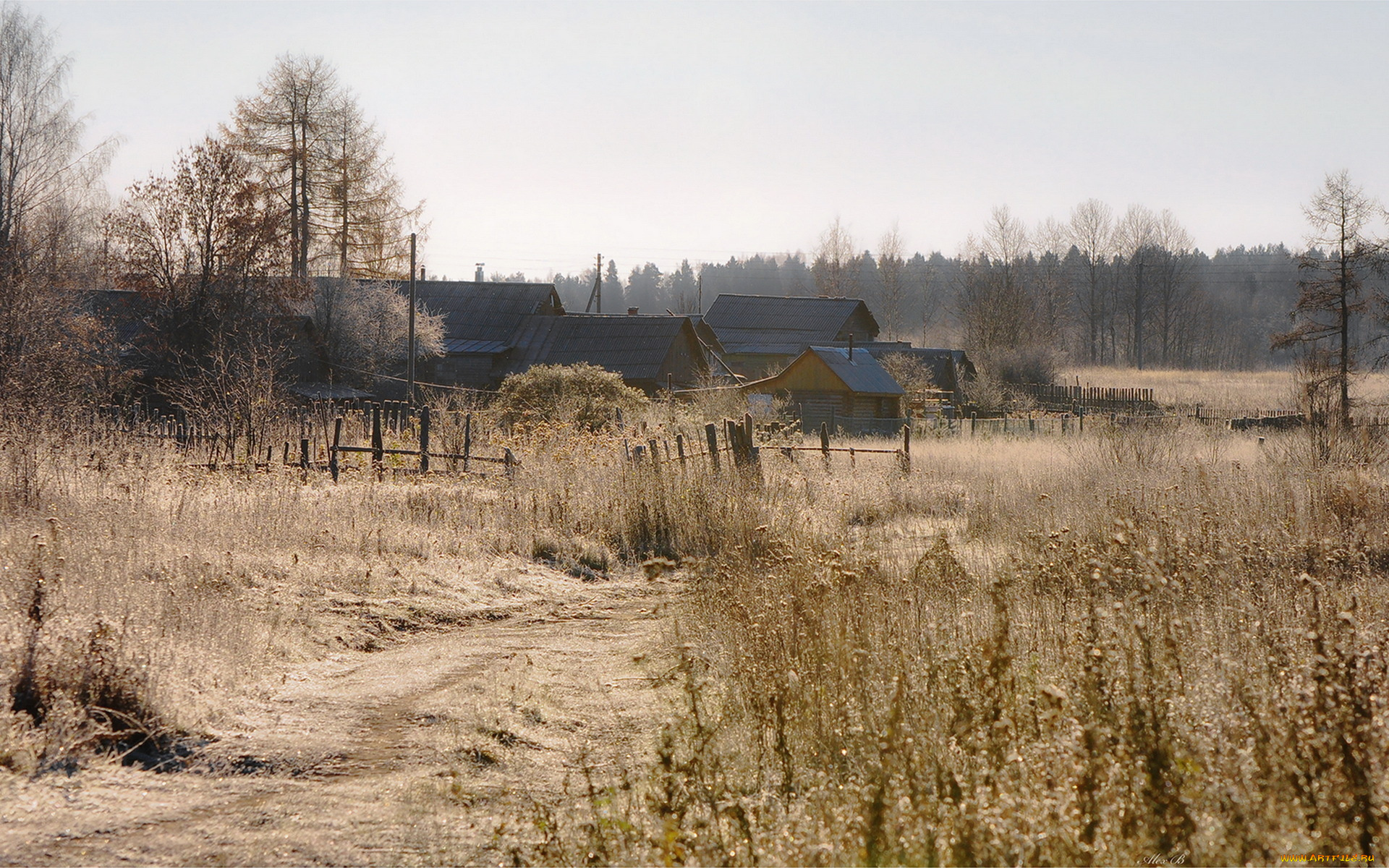 разное, сооружения, постройки, деревня, поле, дома, осень