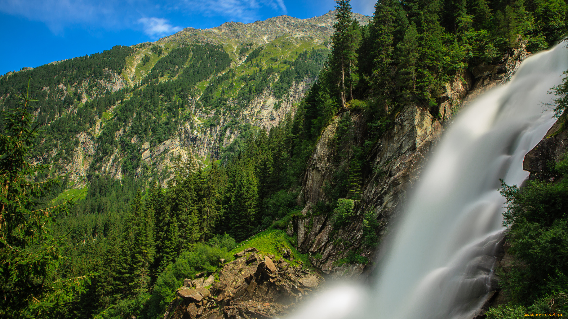 krimml, waterfalls, austria, природа, водопады, лес, горы, alps, водопад, кримль, австрия, альпы, поток