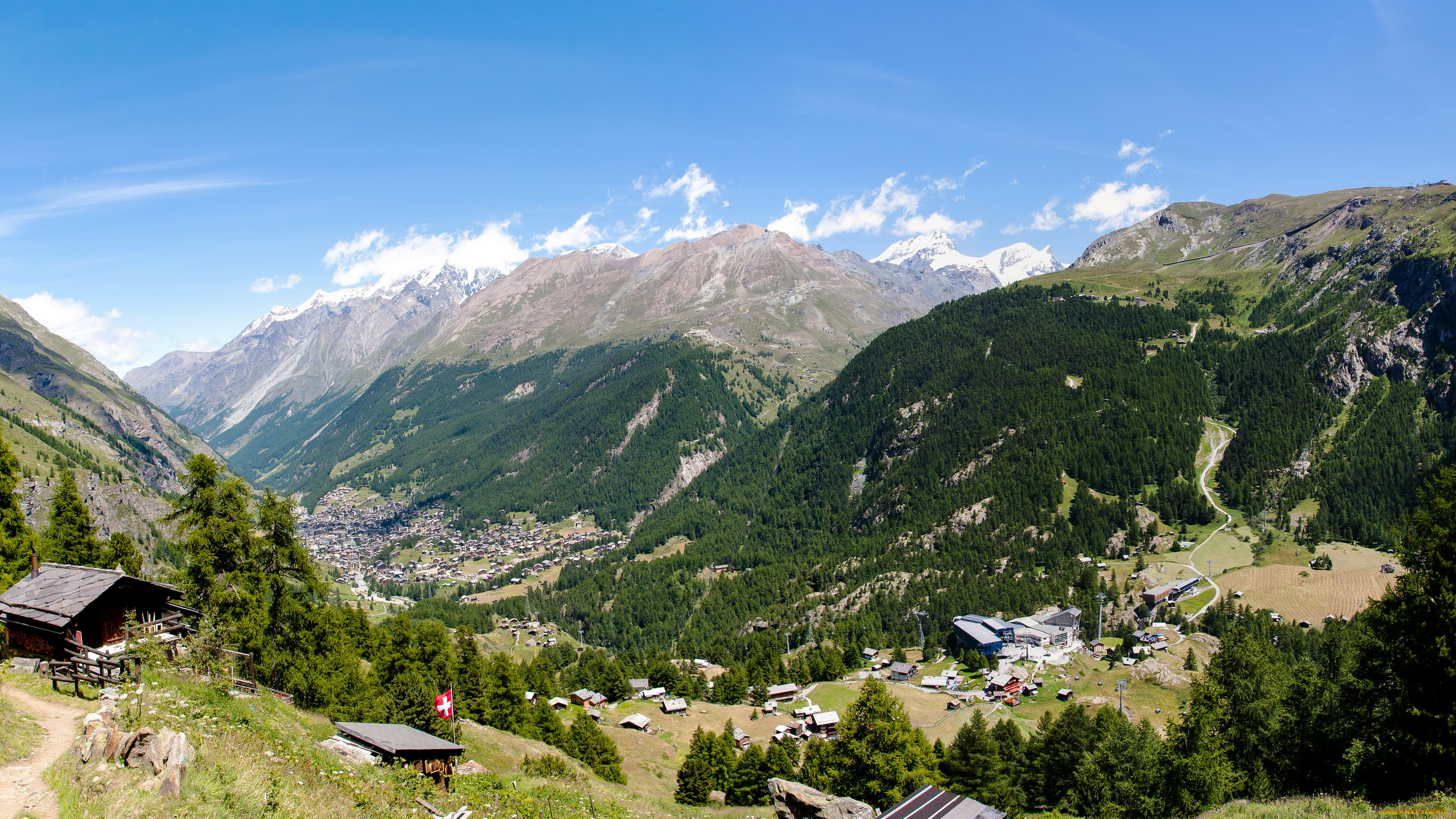 visp, switzerland, природа, горы, дома, лес