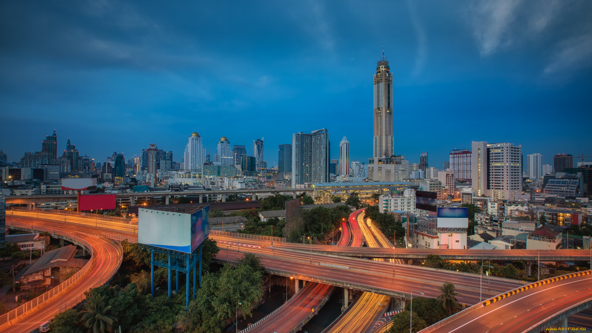 bangkok, city, города, бангкок, , таиланд, город, эстакада, небоскребы