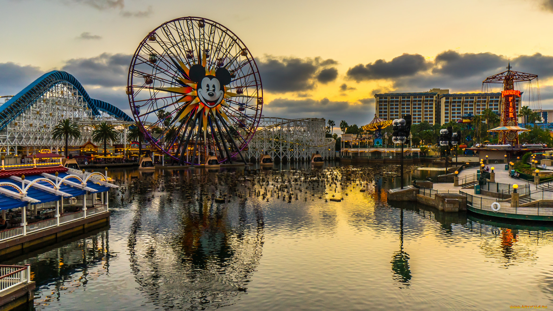 california, sunset, города, диснейленд, аттракционы, парк