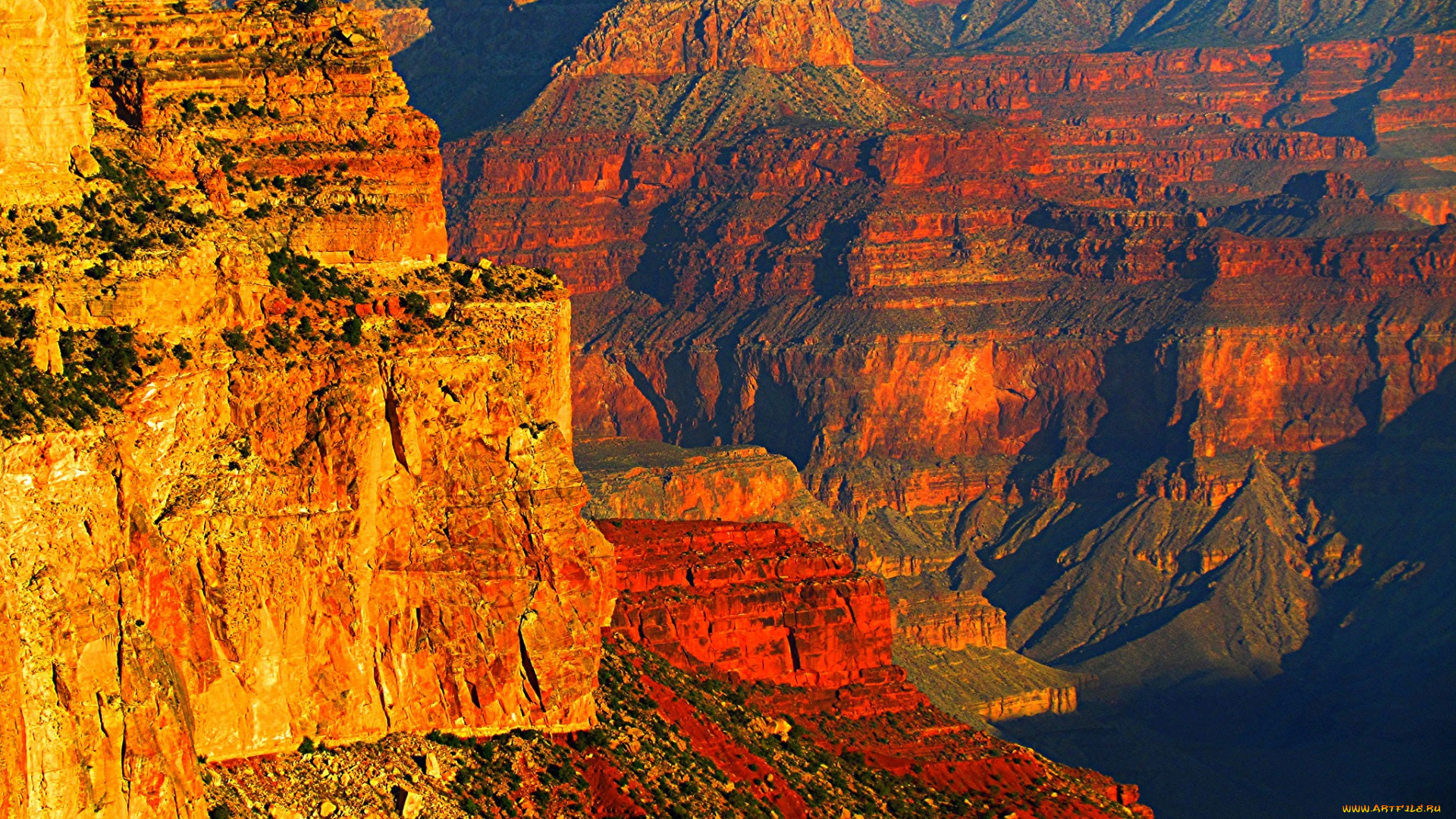 природа, горы, сша, скалы, закат, каньон, аризона, grand, canyon, national, park