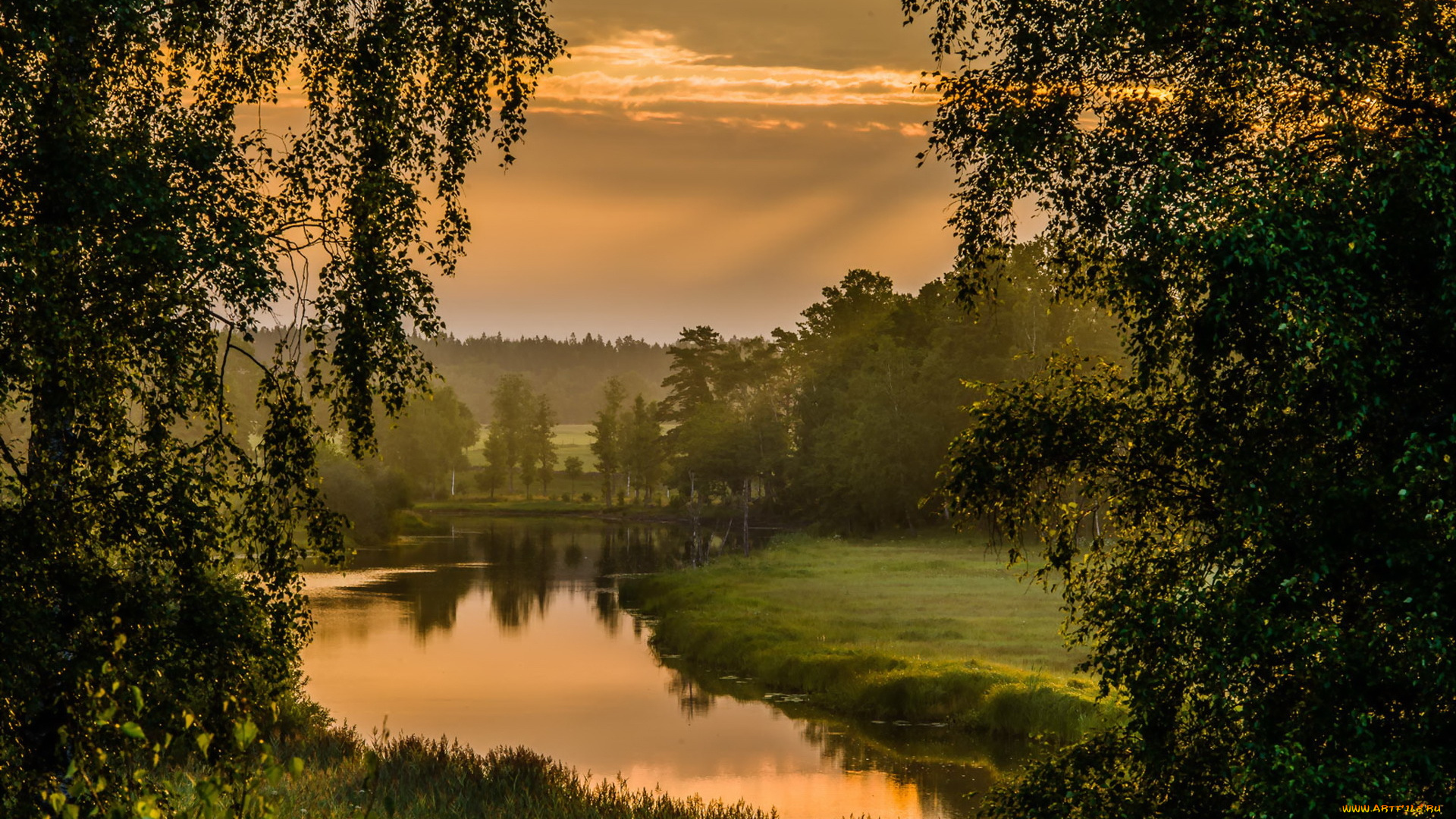 природа, реки, озера, пейзаж, река, закат