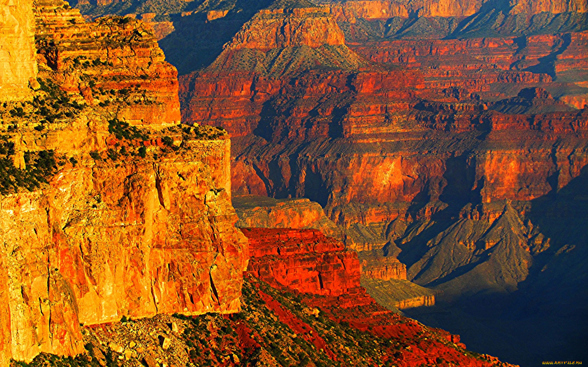 природа, горы, сша, скалы, закат, каньон, аризона, grand, canyon, national, park