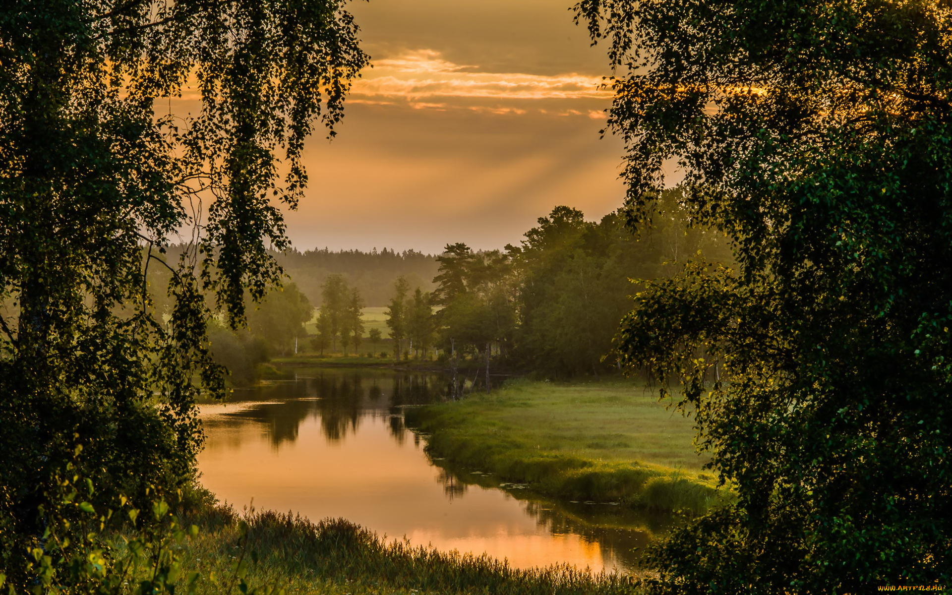 природа, реки, озера, пейзаж, река, закат