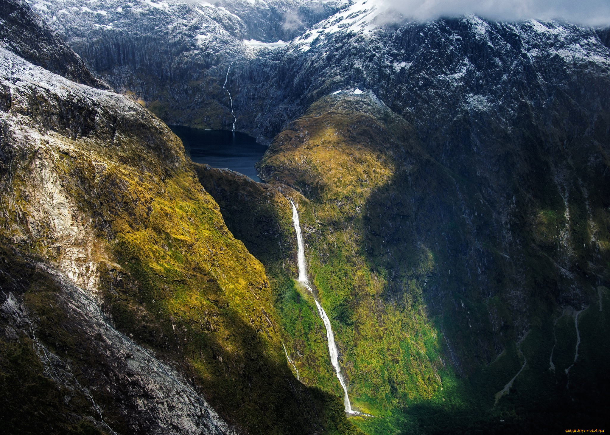 природа, водопады, горы, фьорд, водопад, каскад