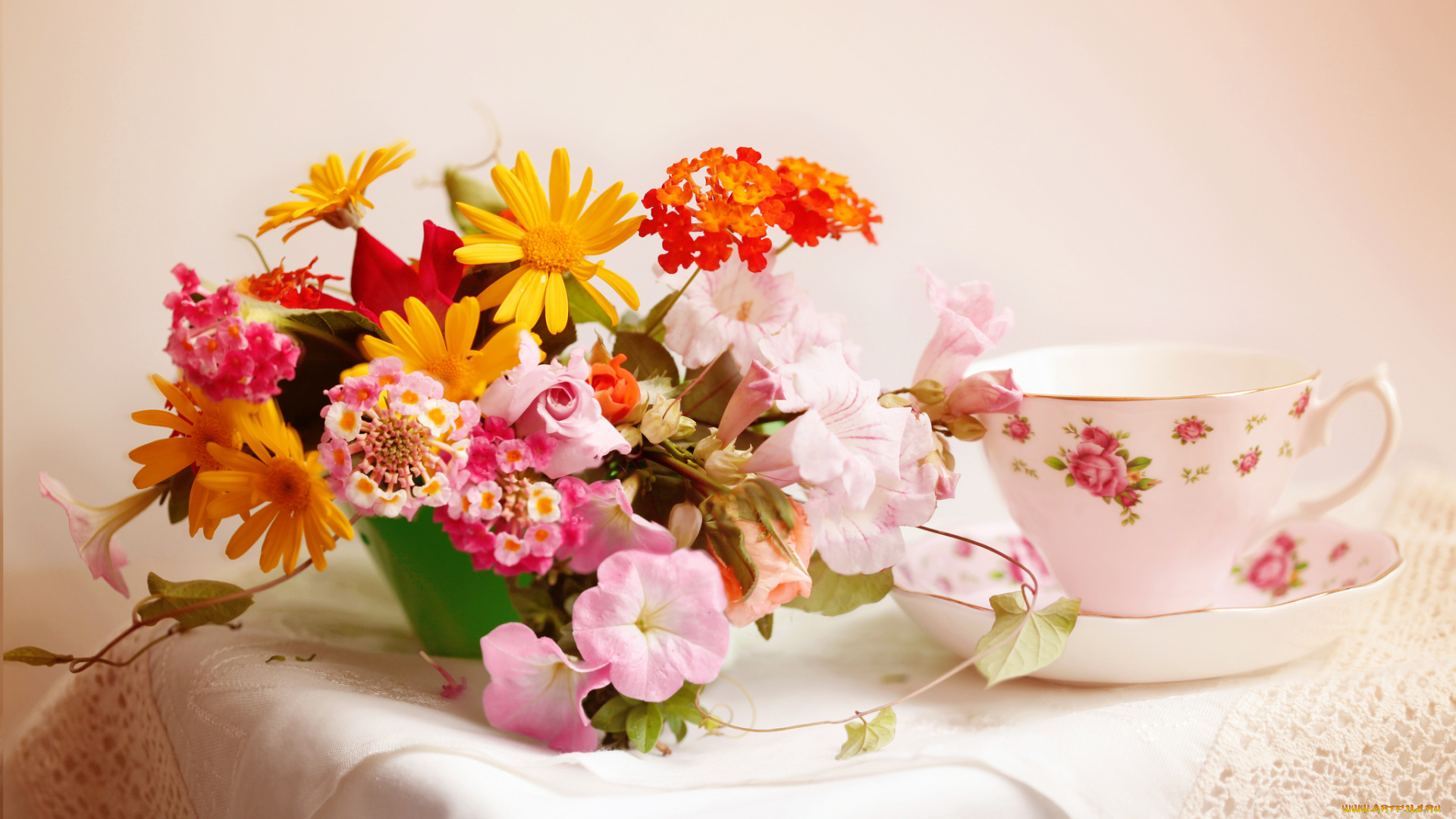 цветы, букеты, композиции, чашка, elena, di, guardo