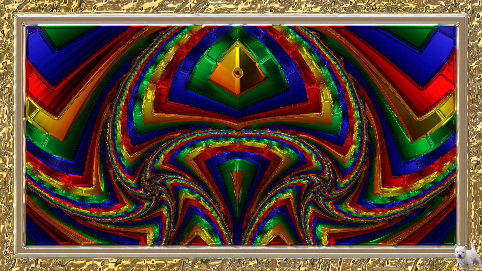 3д, графика, fractal, фракталы, щенок, узор, цвета