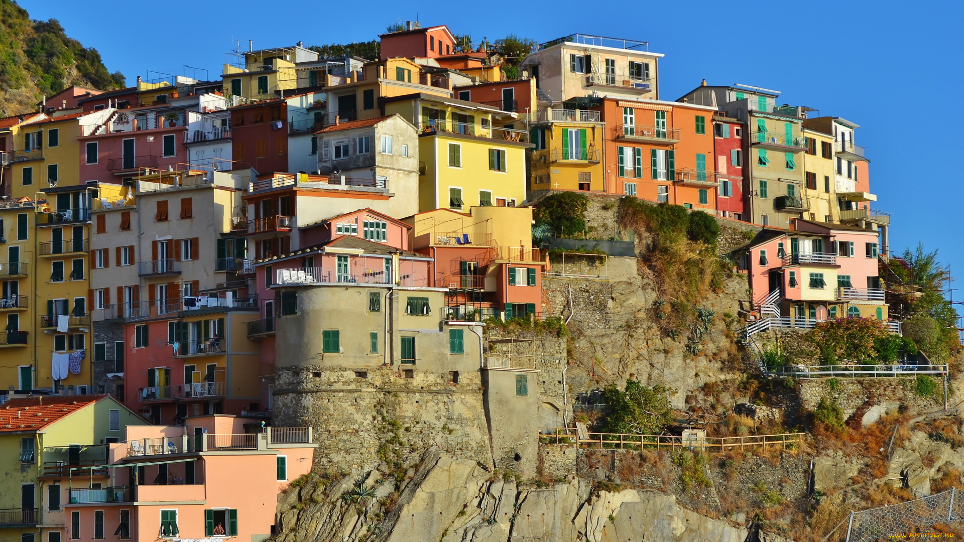 manarola, италия, города, амальфийское, лигурийское, побережье, море, дома, горы