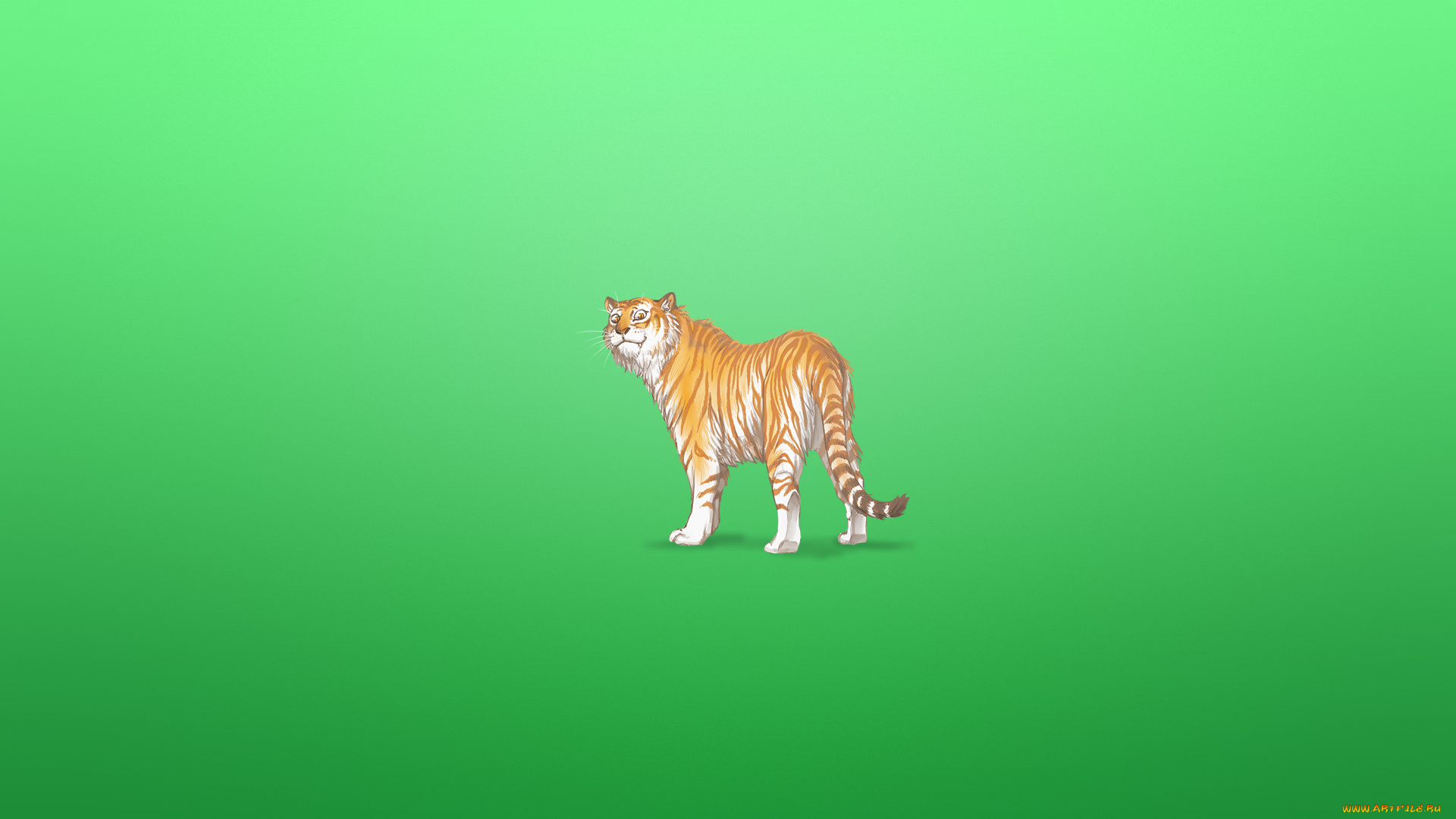 рисованные, минимализм, tiger, хитрая, морда, зеленоватый, фон, животное, тигр