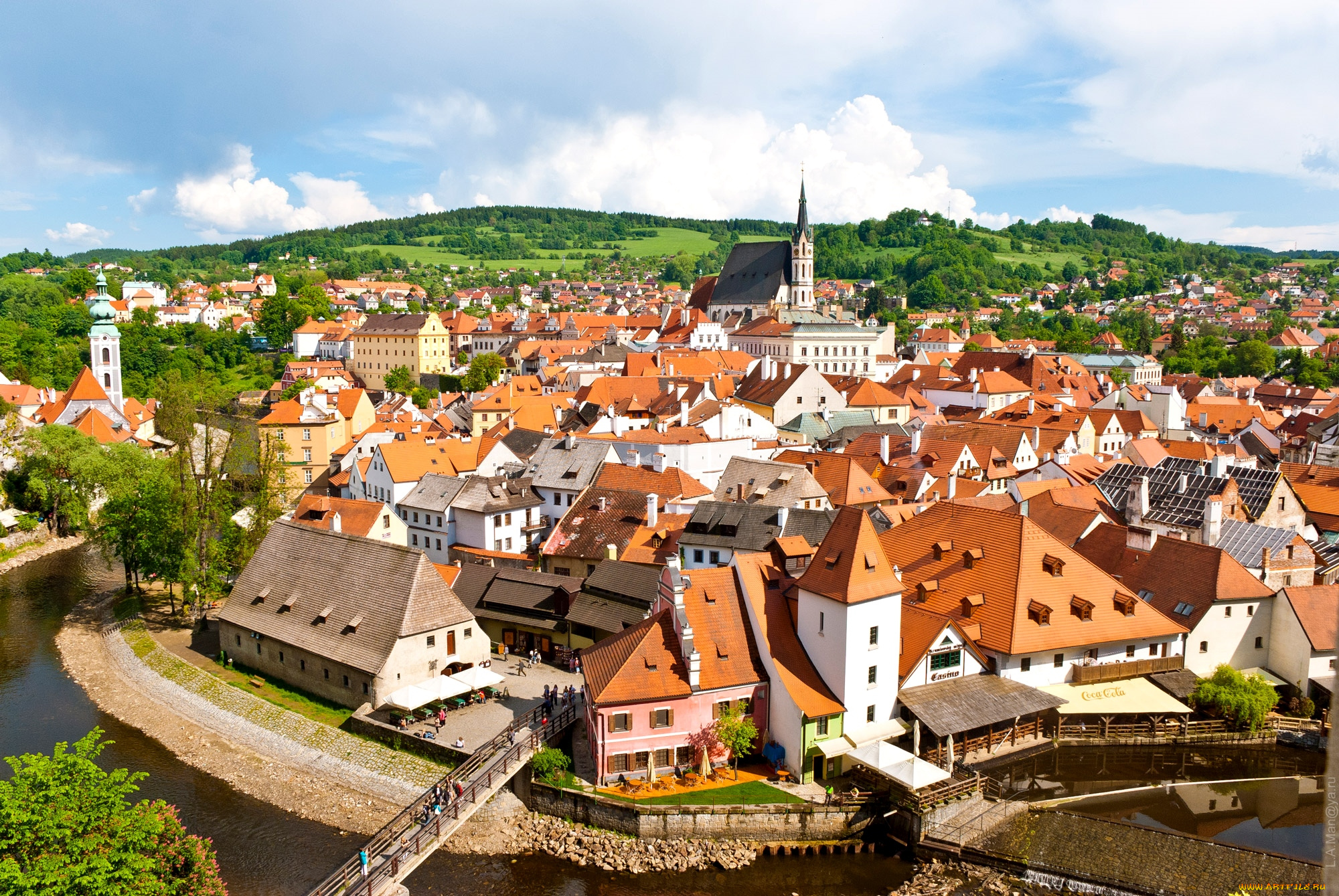 Чешский, крумлов, Чехия, города, панорамы, дома, крыши