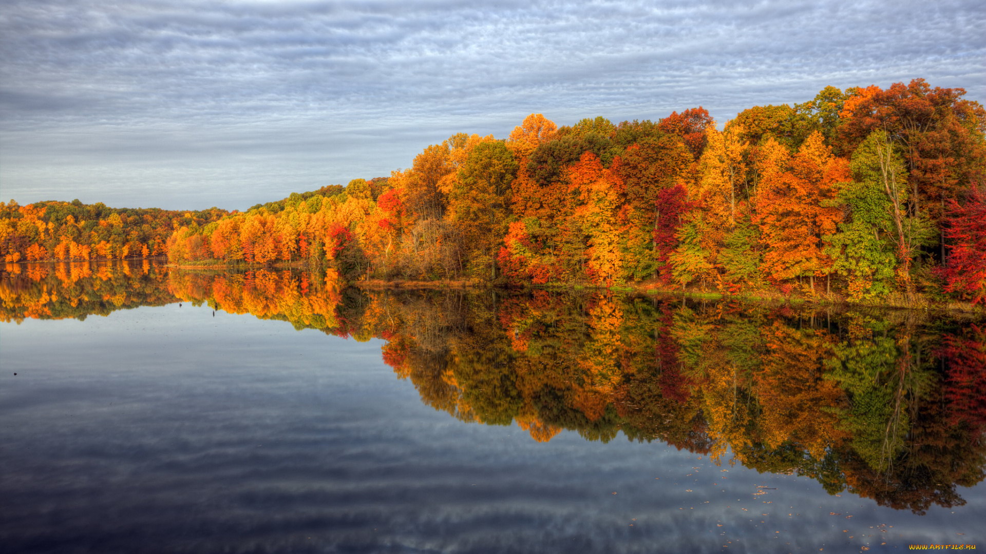 природа, реки, озера, отражения, небо, деревья, вода, осень, краски