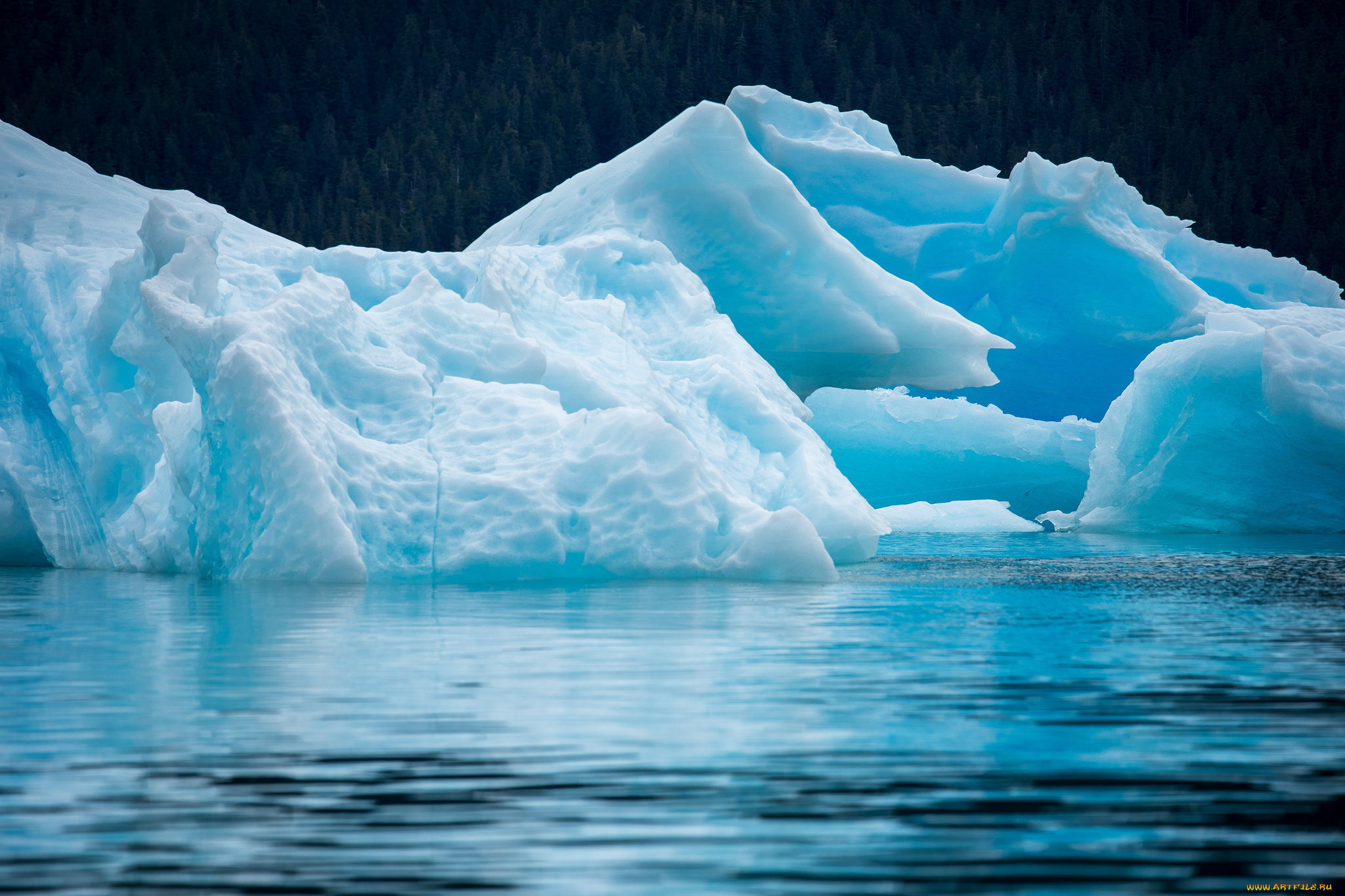 природа, айсберги, и, ледники, море, льдины, лед