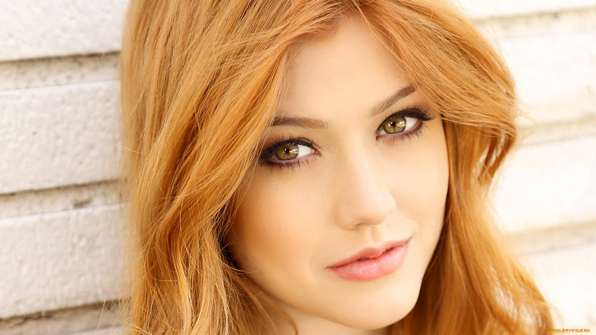 девушки, katherine, mcnamara, рыжая, лицо, стена