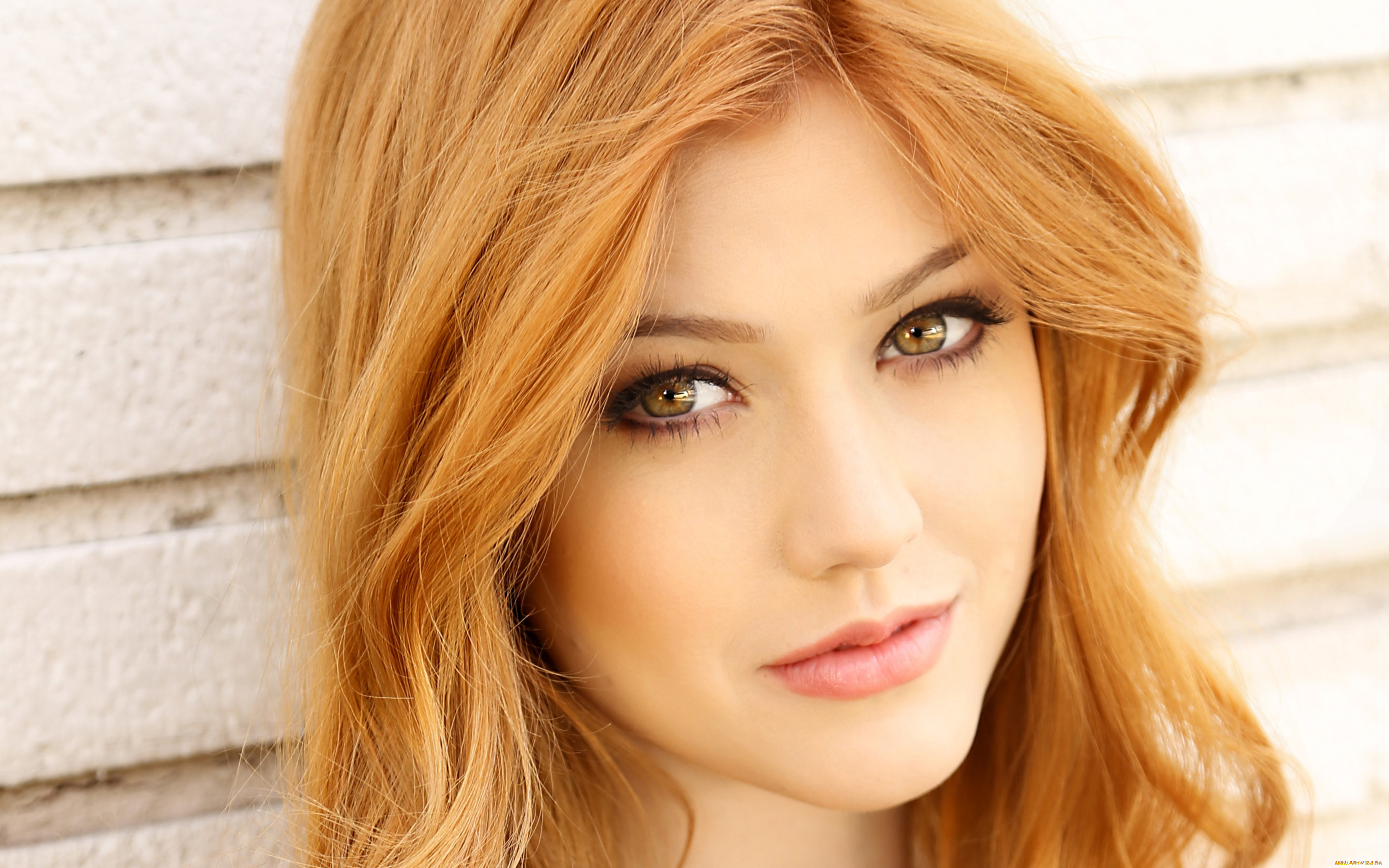 девушки, katherine, mcnamara, рыжая, лицо, стена