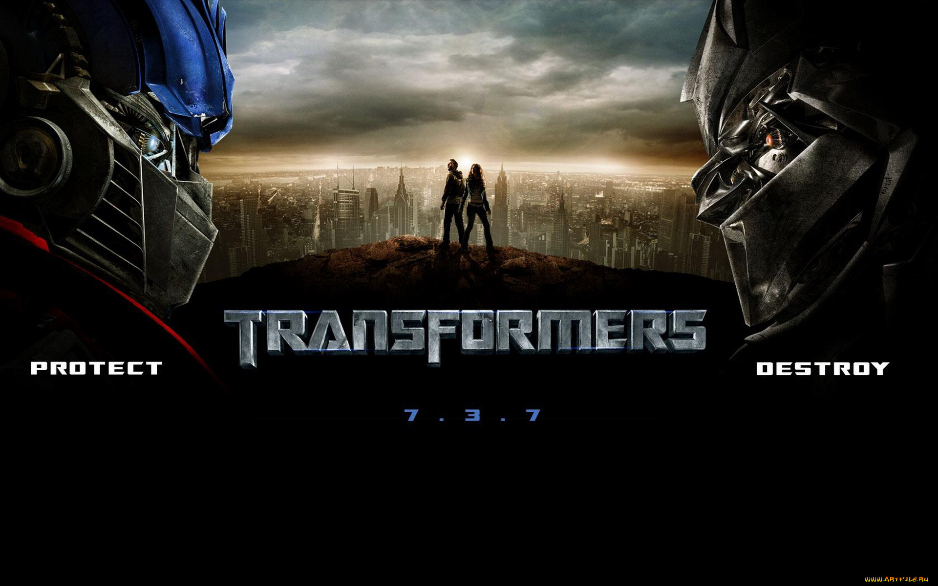 кино, фильмы, transformers, трансформеры, роботы, люди, город