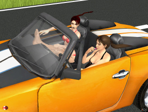 Картинка 3д+графика люди-авто мото+ people-+car+ +moto автомобиль фон девушки взгляд