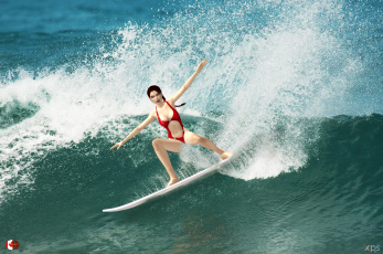 Картинка 3д+графика спорт+ sport взгляд море фон девушки серфинг волны