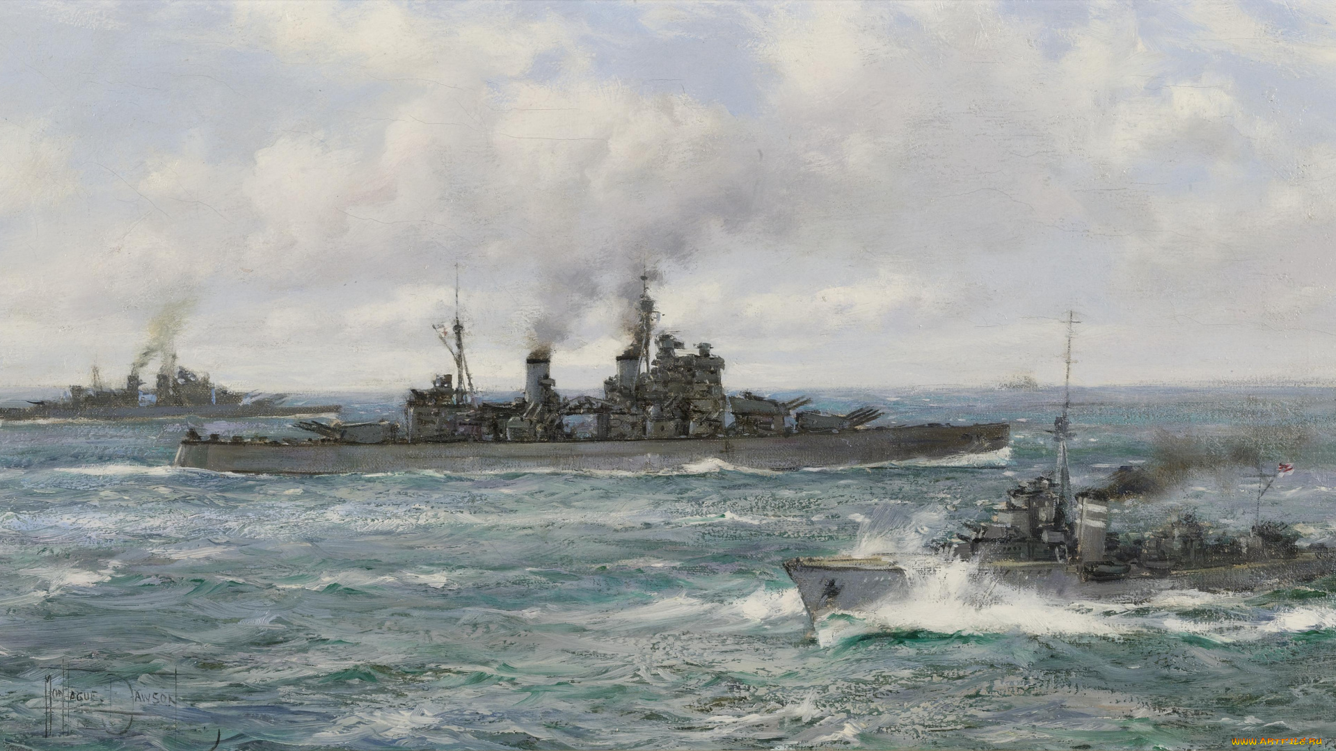 montague, dawson, рисованные, крейсер, военные, корабли, море