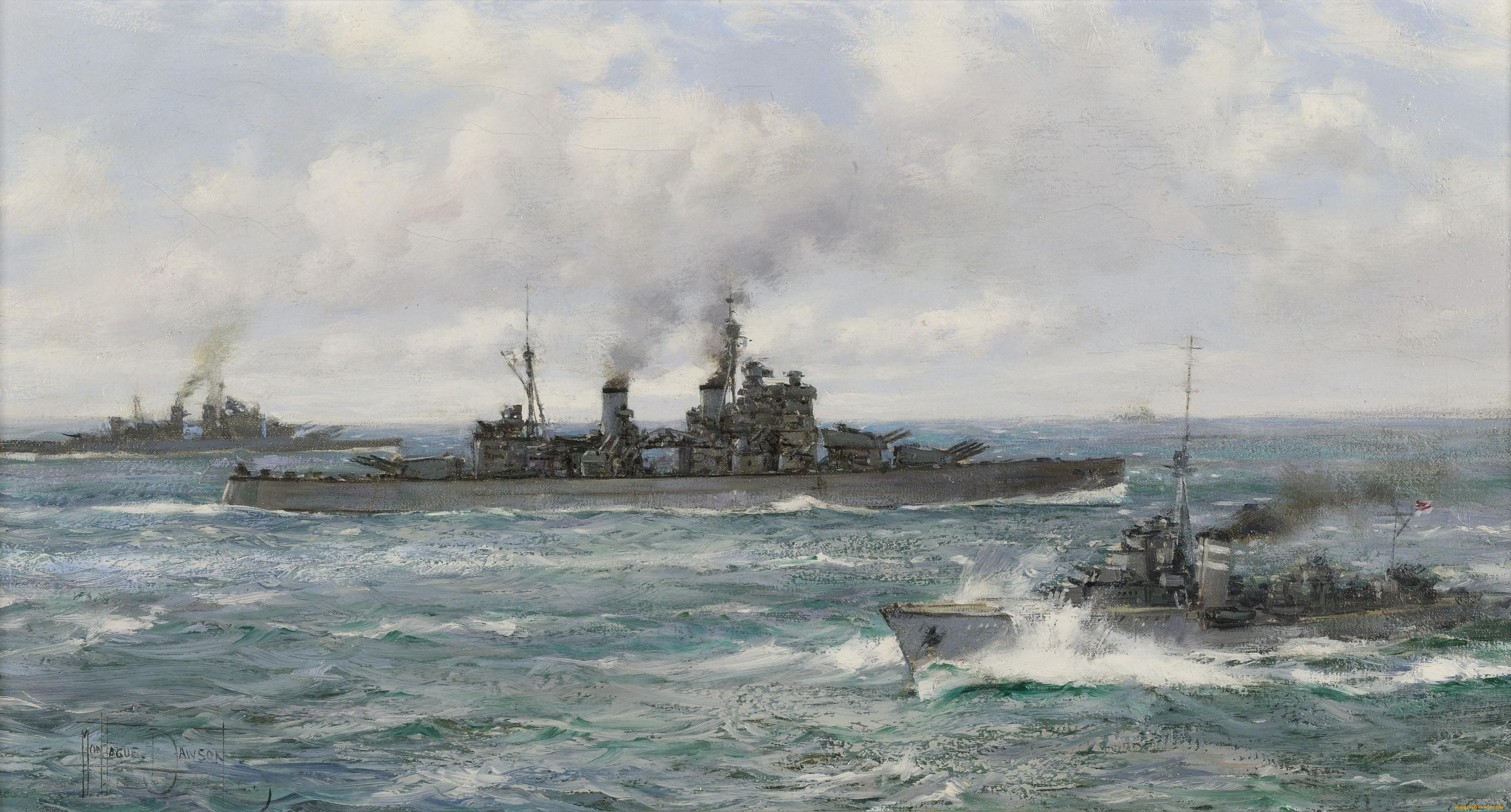 montague, dawson, рисованные, крейсер, военные, корабли, море