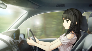 Картинка monobeno аниме девушка автомобиль