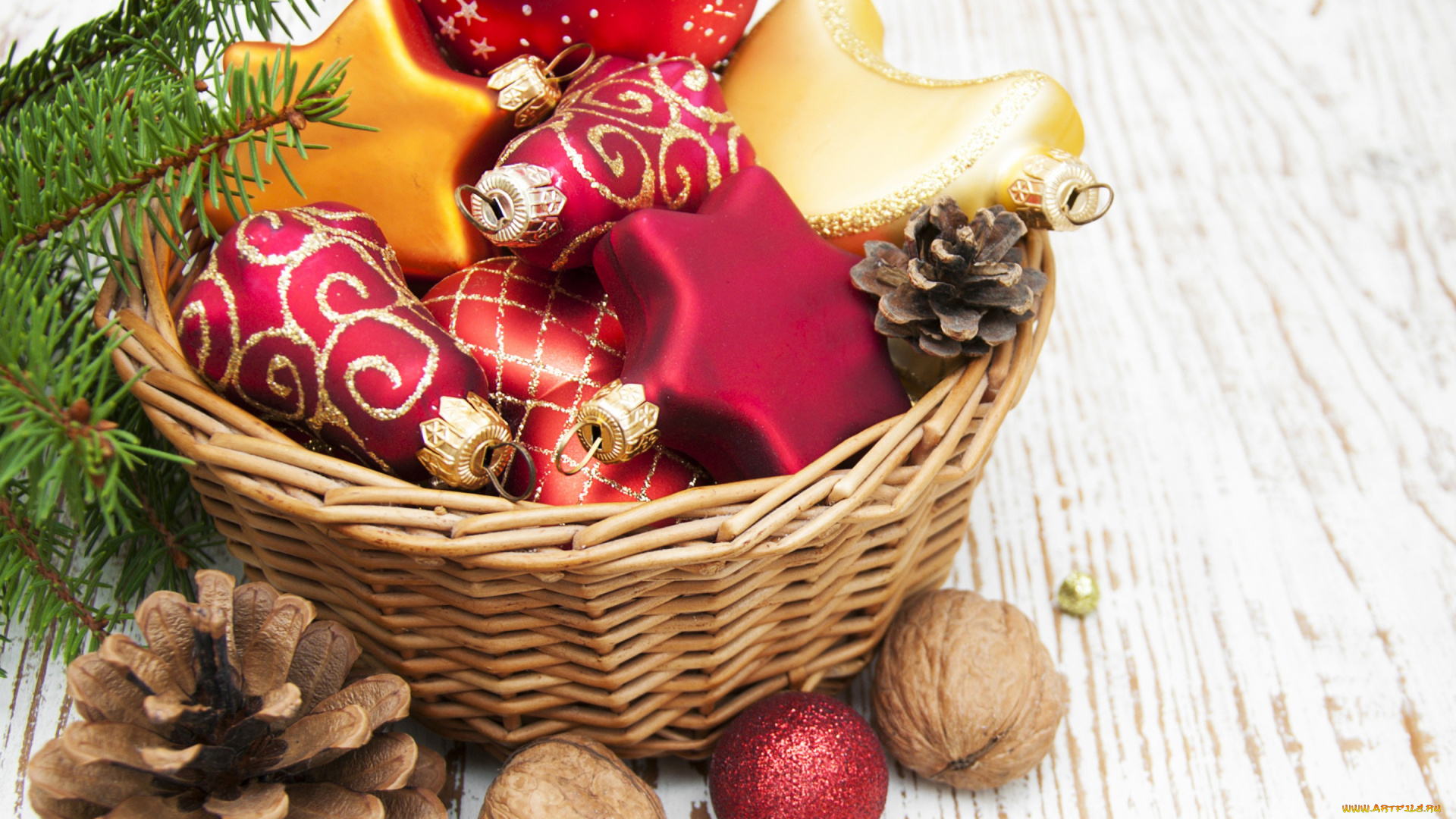 праздничные, украшения, шары, merry, корзина, новый, год, balls, decoration, christmas, рождество