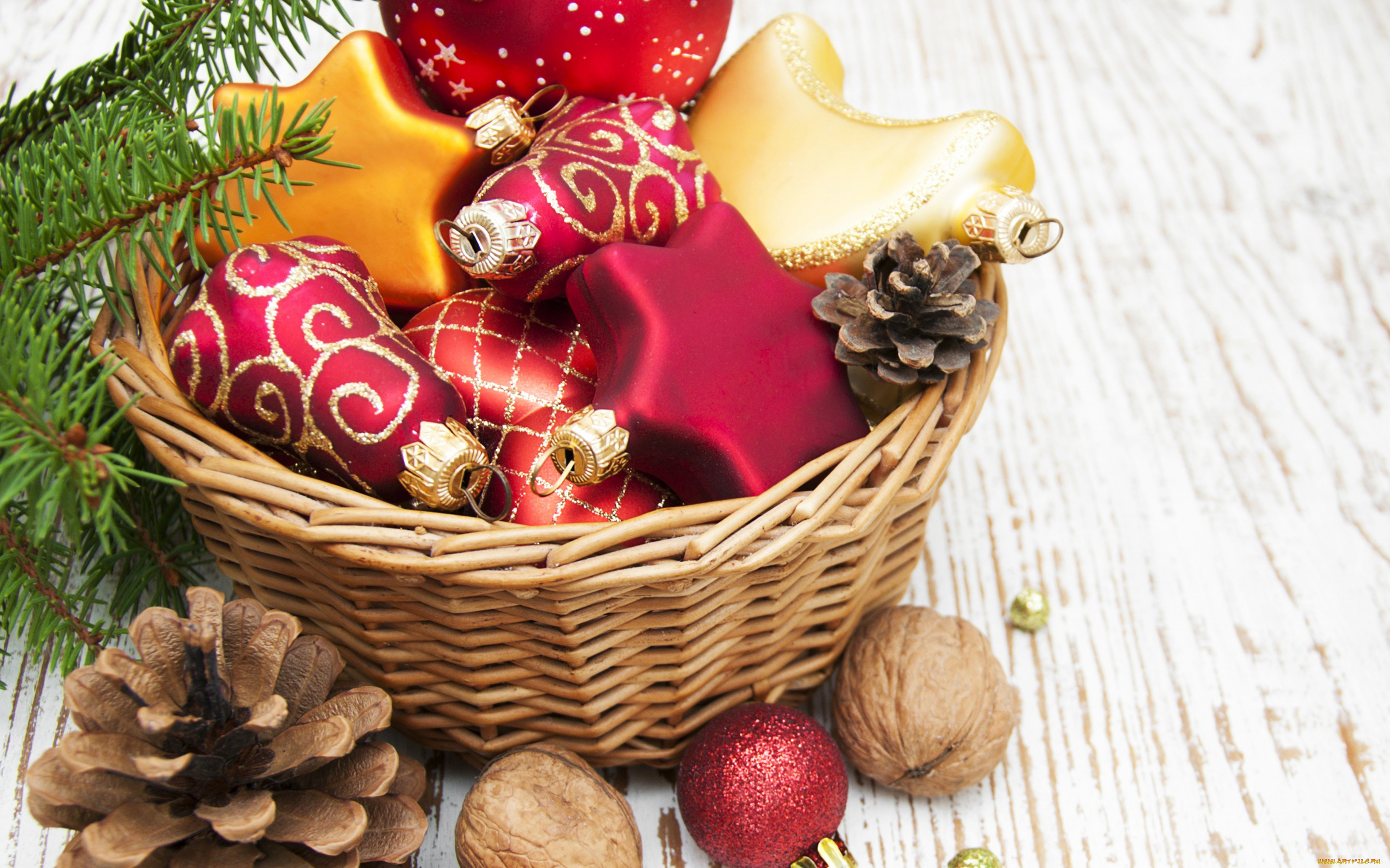 праздничные, украшения, шары, merry, корзина, новый, год, balls, decoration, christmas, рождество
