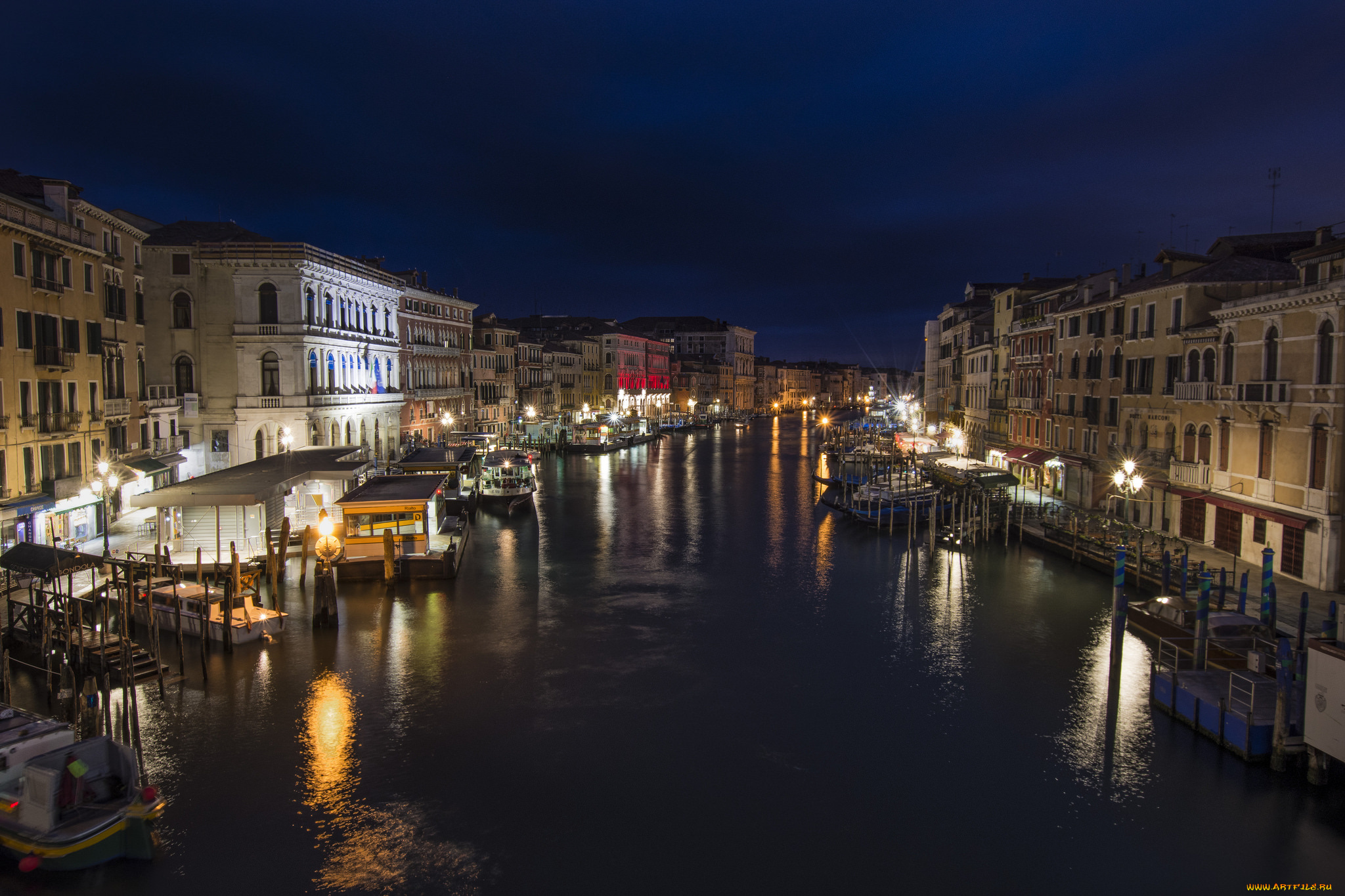 ponte, di, rialto, города, венеция, , италия, ночь, огни