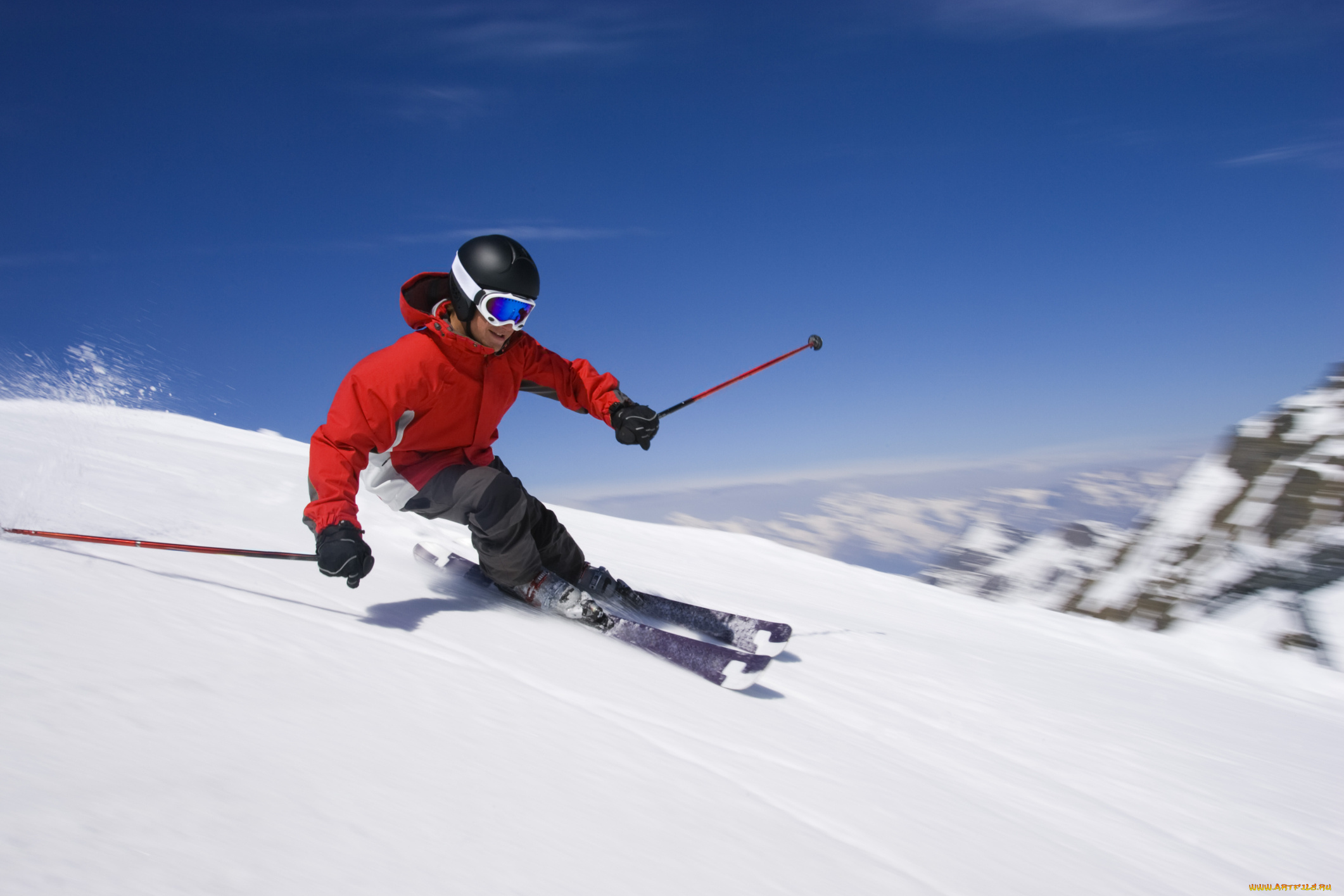 спорт, лыжный, спорт, лыжи, спуск, экстрим, горы, снег, вершина, небо, слалом, лыжник