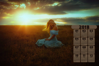 Картинка календари девушки профиль трава облака солнце 2018