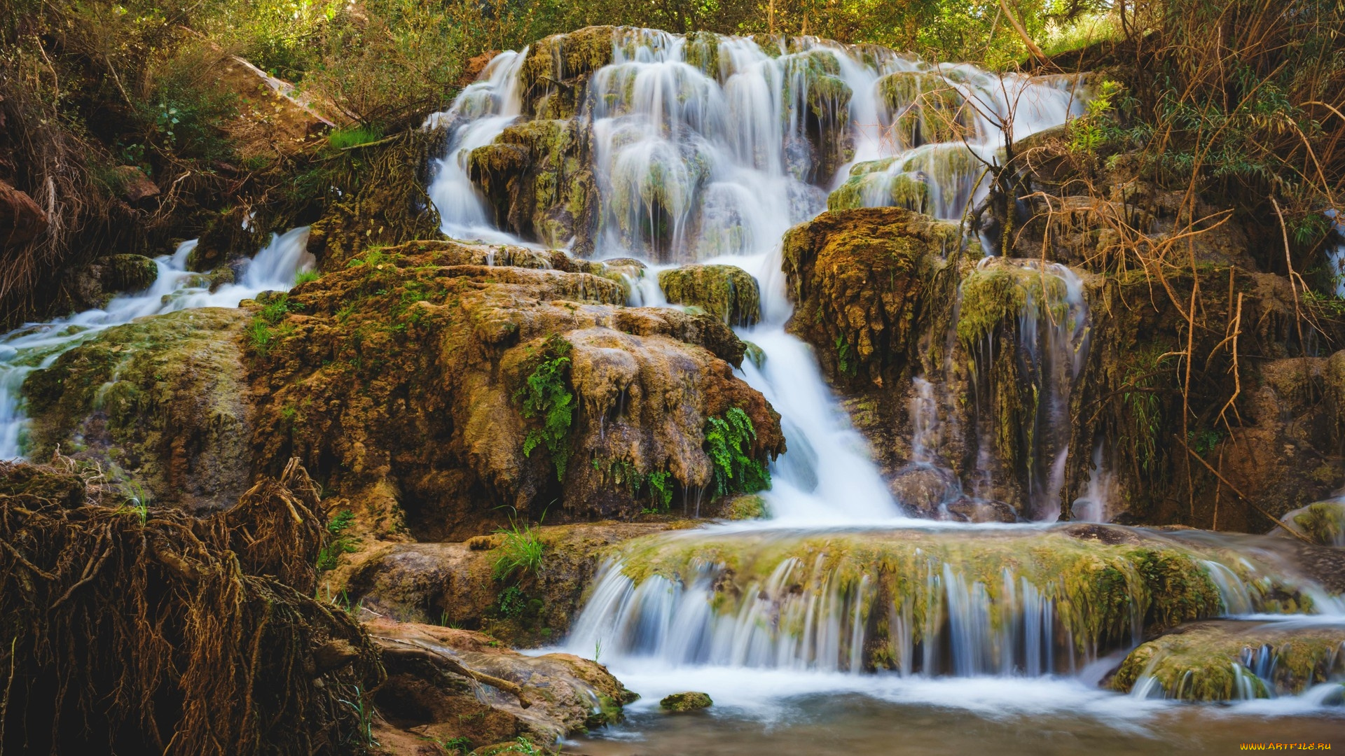 navajo, falls, arizona, природа, водопады, navajo, falls