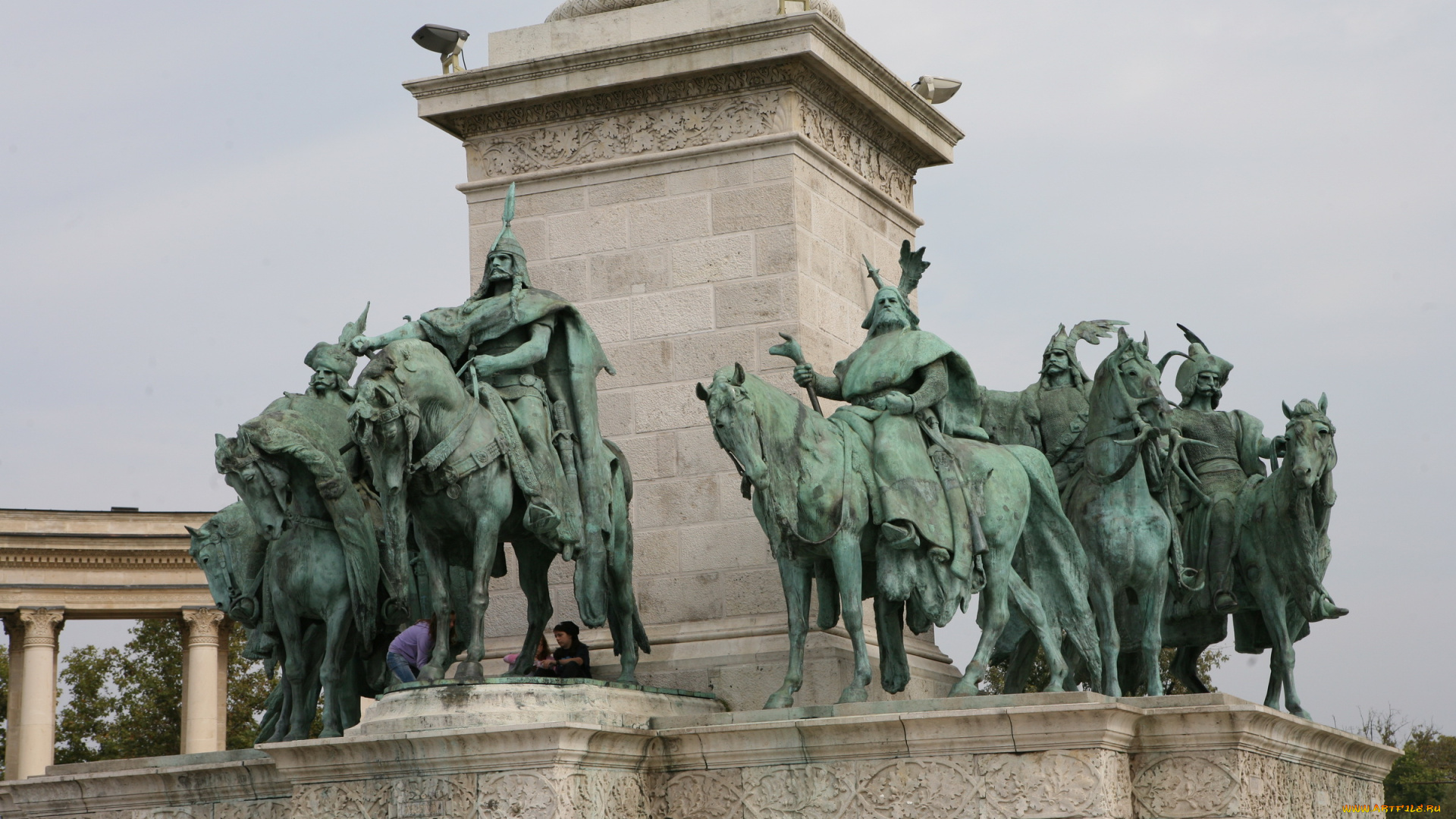будапешт, авторvarvarra, города, венгрия, лошади, люди, фигуры, памятник