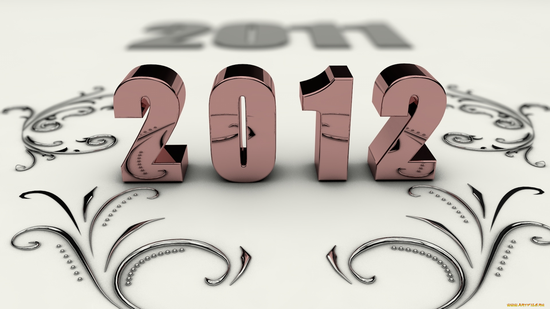 праздничные, 3д, графика, новый, год, с, новым, годом, праздник, 2012