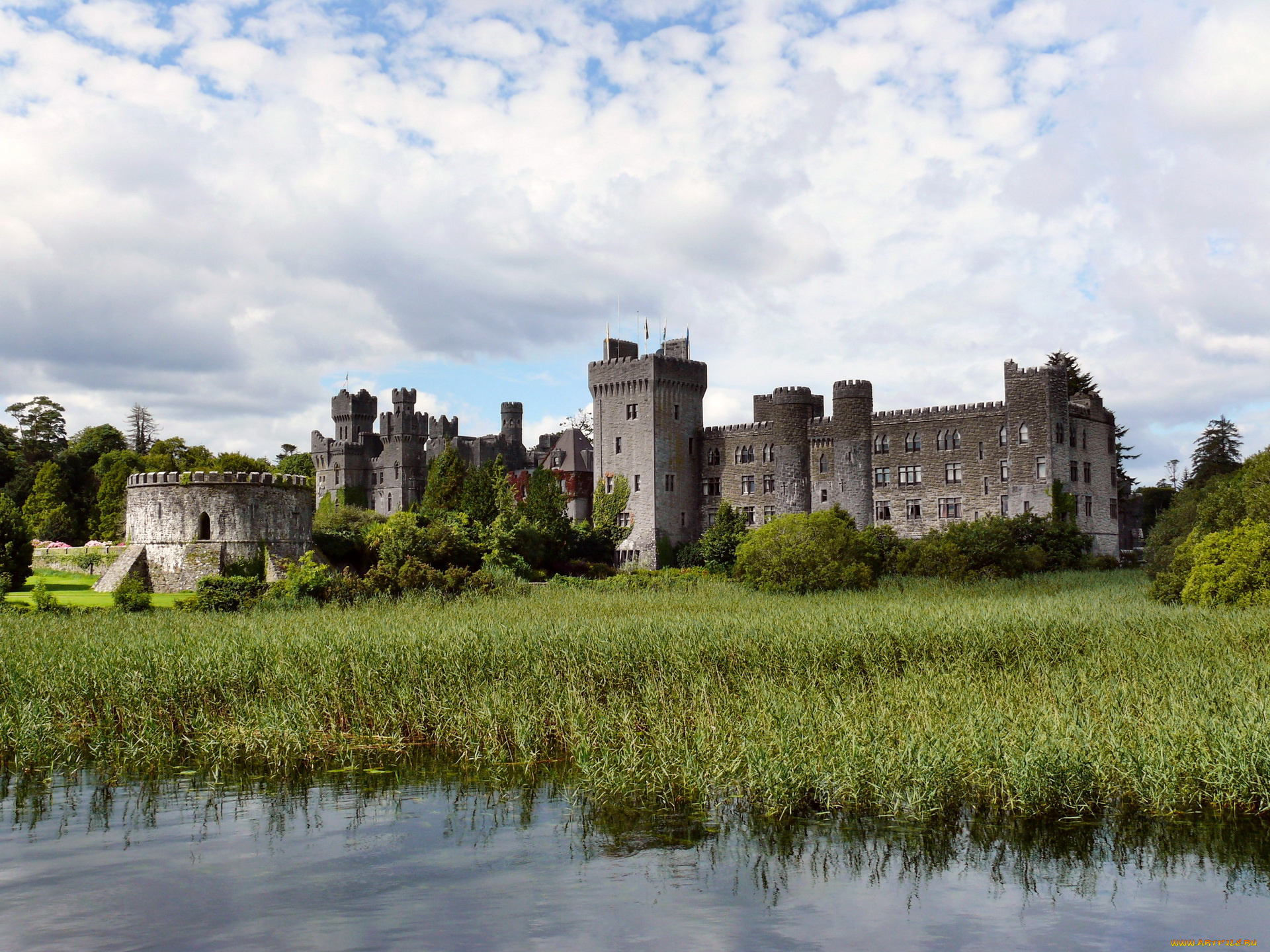 аshford, castle, ireland, города, дворцы, замки, крепости, вода, стены, башни