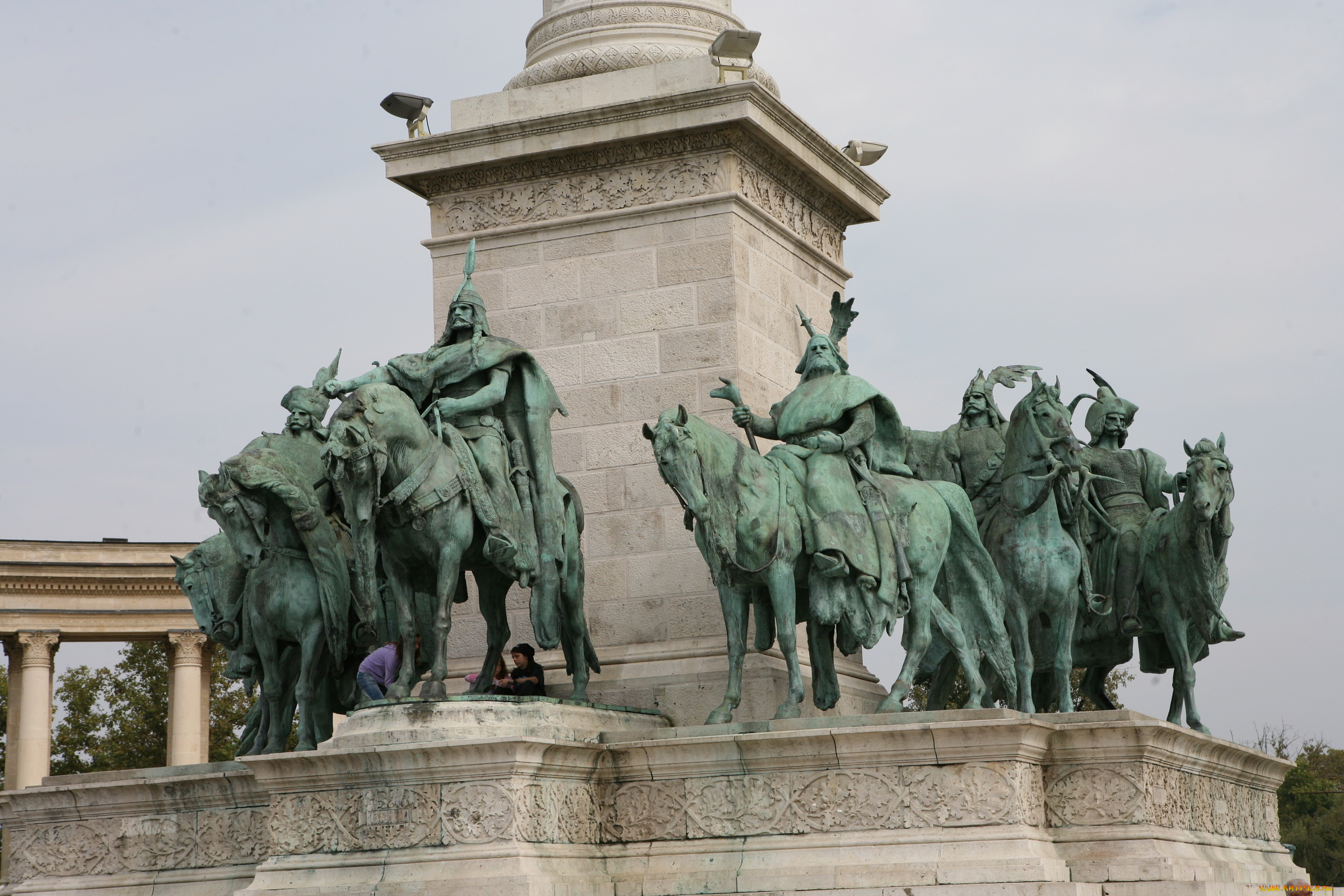 будапешт, авторvarvarra, города, венгрия, лошади, люди, фигуры, памятник