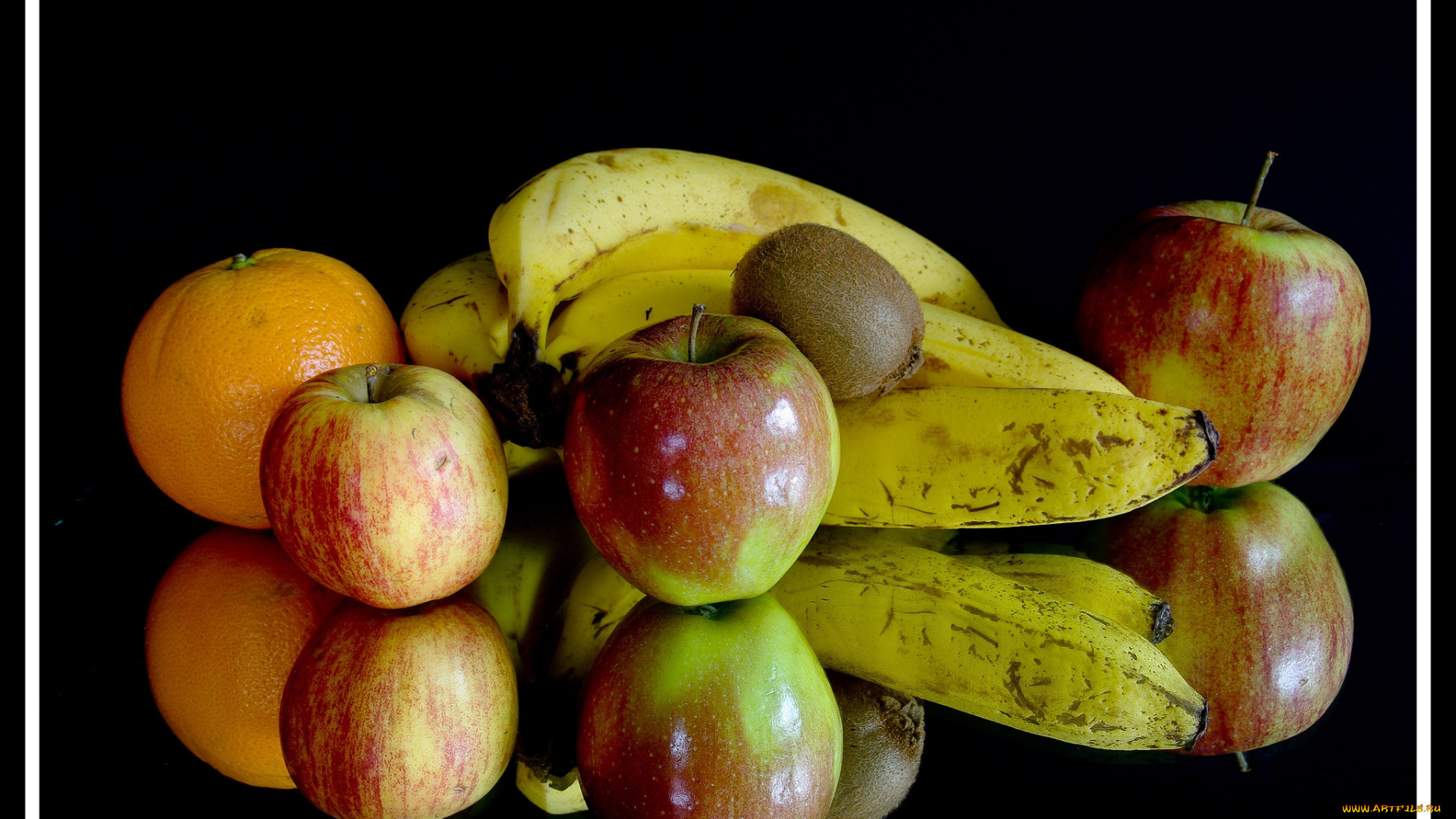 еда, фрукты, , ягоды, киви, бананы, апельсин, яблоки
