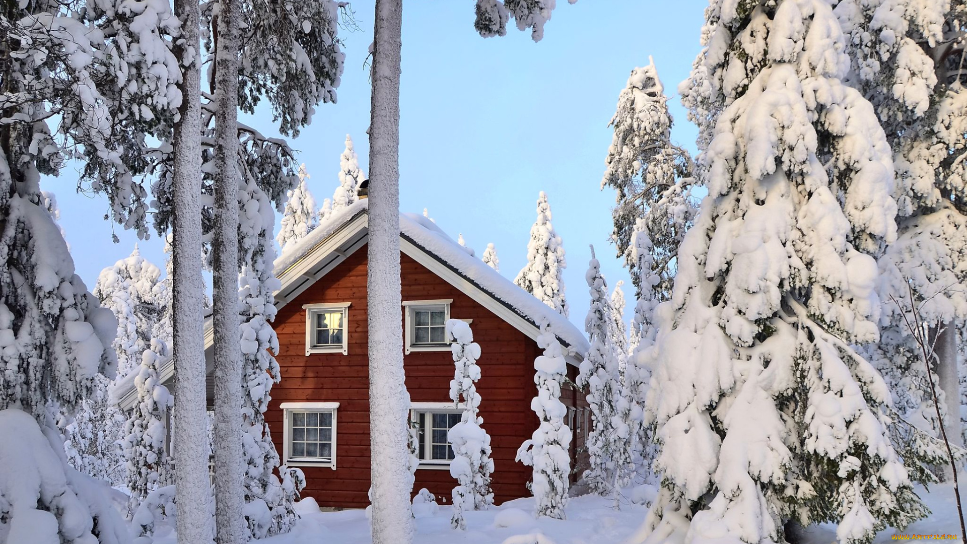 города, -, здания, , дома, снег, зима, деревья, финляндия