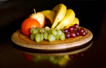обоя еда, фрукты,  ягоды, виноград, бананы, апельсин, яблоко
